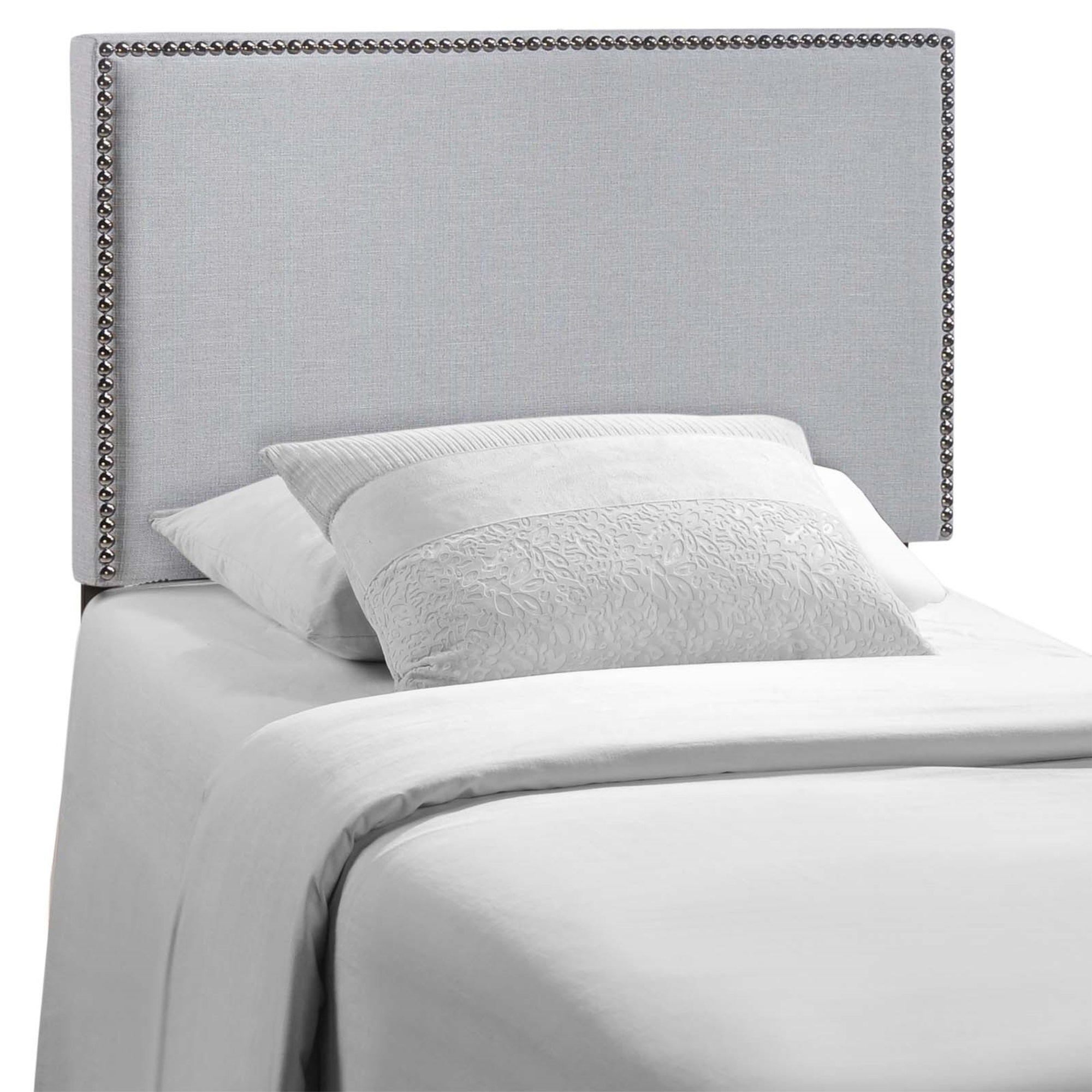 Ergode Region Linen Fabric Upholstered Twin Headboard - Stylish & Comfortable Sleep Experience. Durable Particleboard & Solid Wood Construction. Fits Most Twin Beds. Includes Nailhead Trim & Trendy Design.