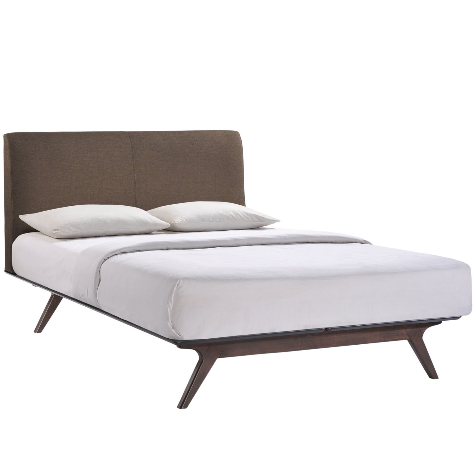 Casafoyer Mod-5238-Cap-Brn Mid-Century Modern Wood Platform Bed, Queen, Cappuccino Brown