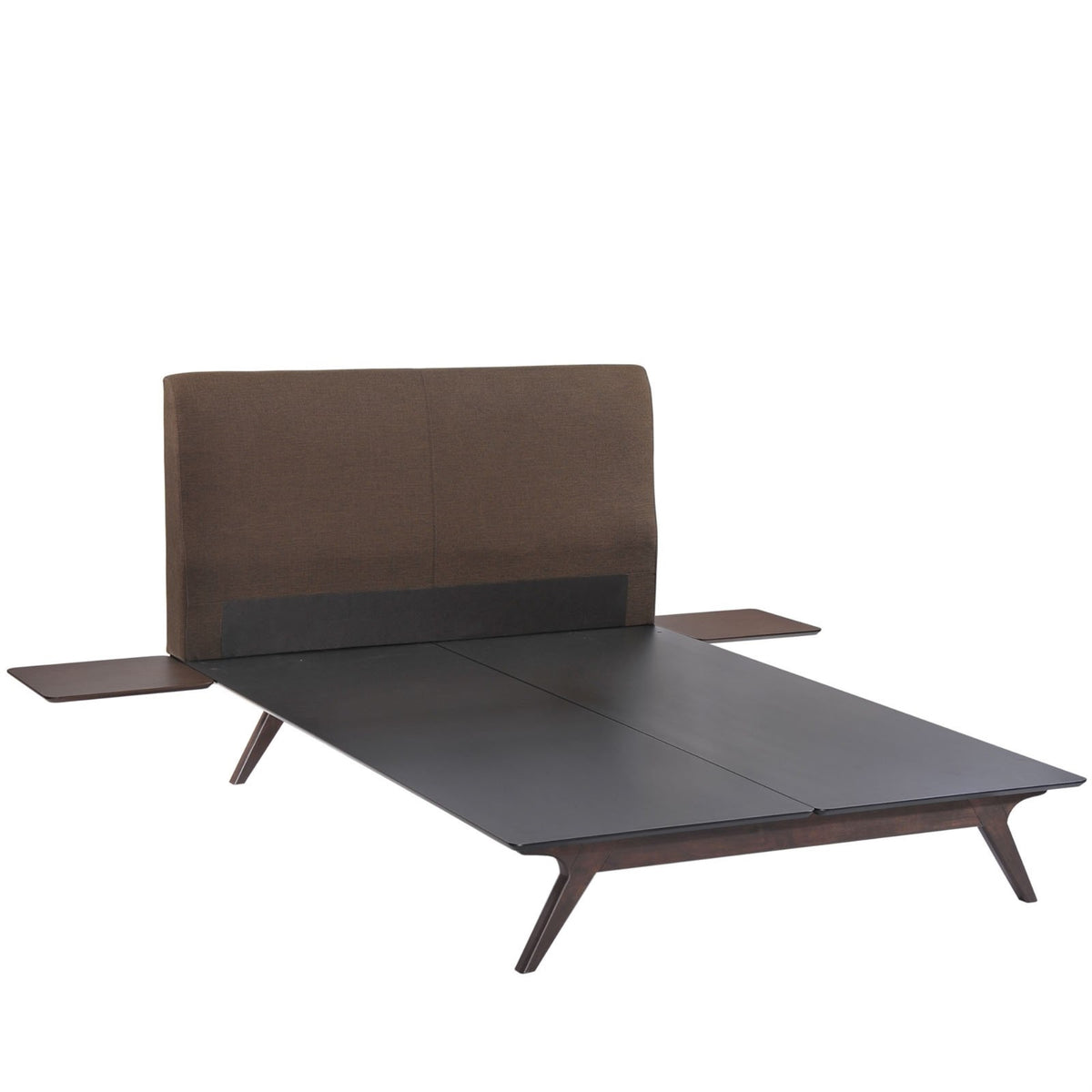 Casafoyer Tracy Mid-Century Modern Wood Platform Queen Bed With Two Nightstands In Cappuccino Brown