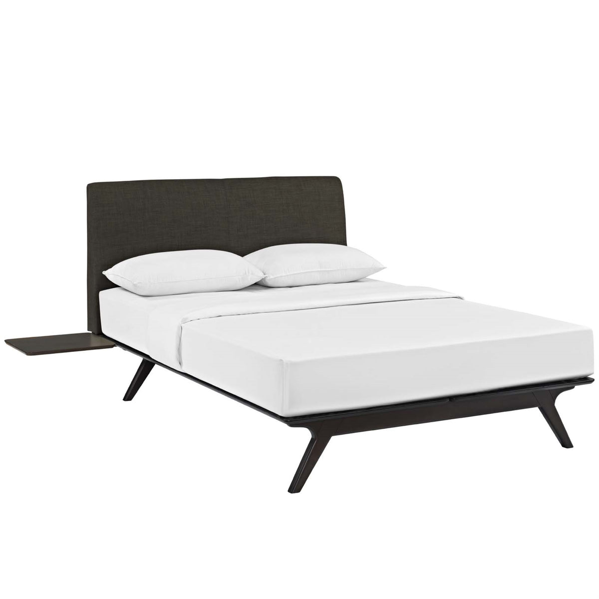 Tracy 3 Piece Queen Bedroom Set - Exquisite Design, Platform Leg Support, Toffee Brown Stained Finish, Foam Padded Headboard. Mattress And Box Spring Not Included.