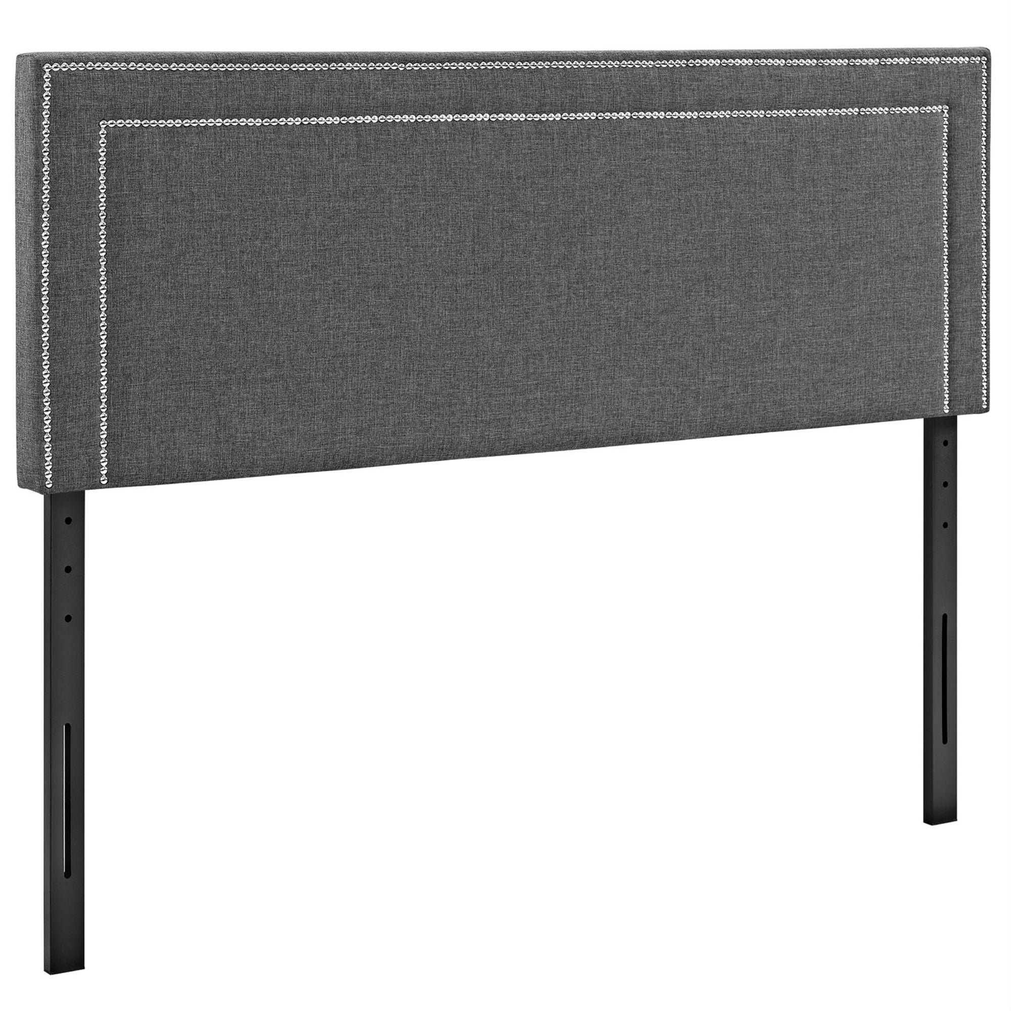 Ergode Jessamine Linen Fabric Upholstered Full Headboard - Modern Design With Silver Nail Button Trim - Soft And Comfortable - Fits Most Full Beds - Gray