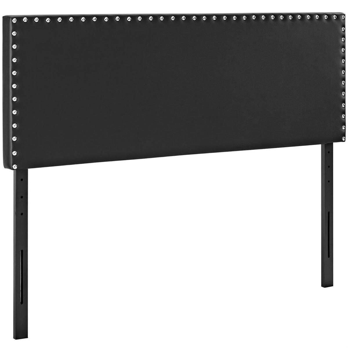 Casafoyer Phoebe Faux Leather Upholstered King Headboard In Black With Nailhead Trim