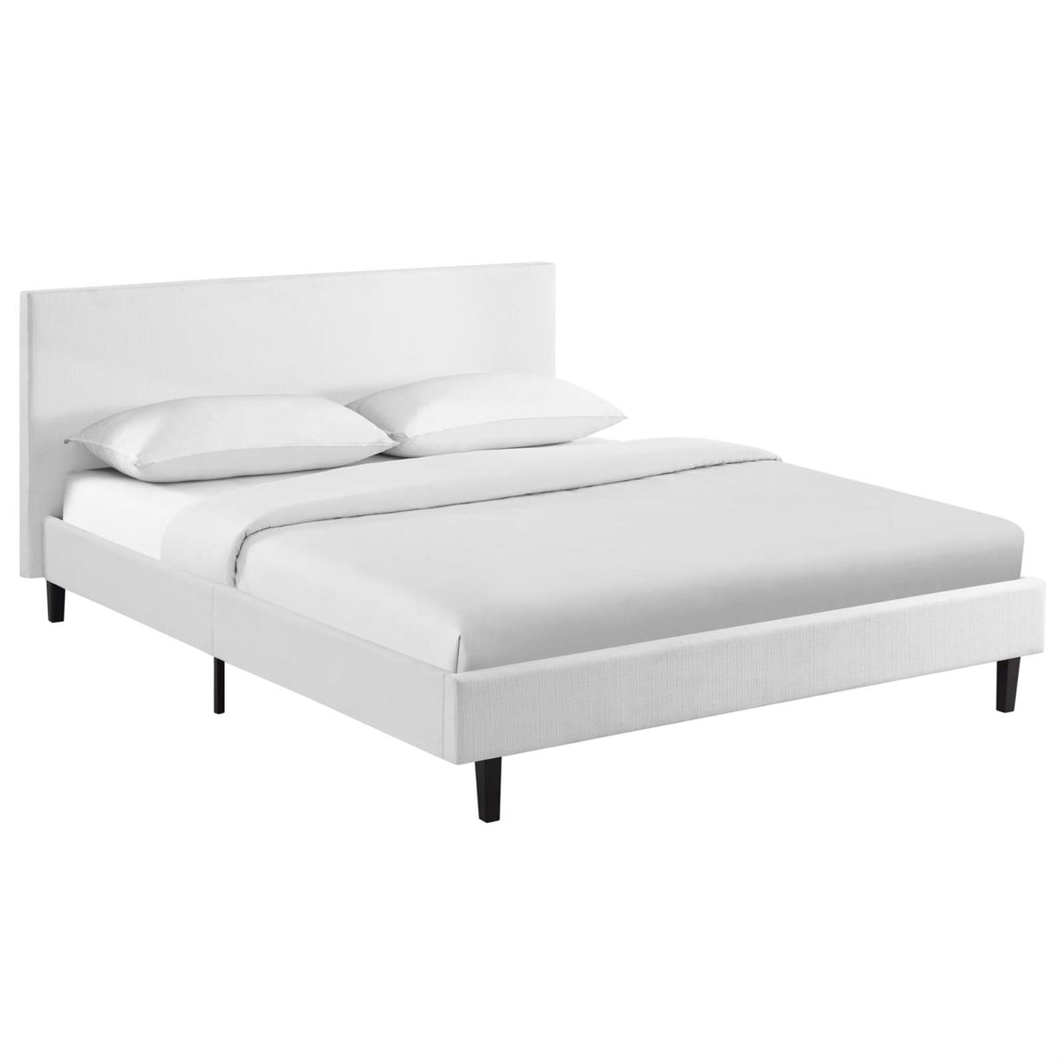 Anya Platform Bed - Stylish Upholstered Queen Bed Frame With Solid Wood Legs And Slatted Support System - Modern And Elegant Bedroom Decor Upgrade