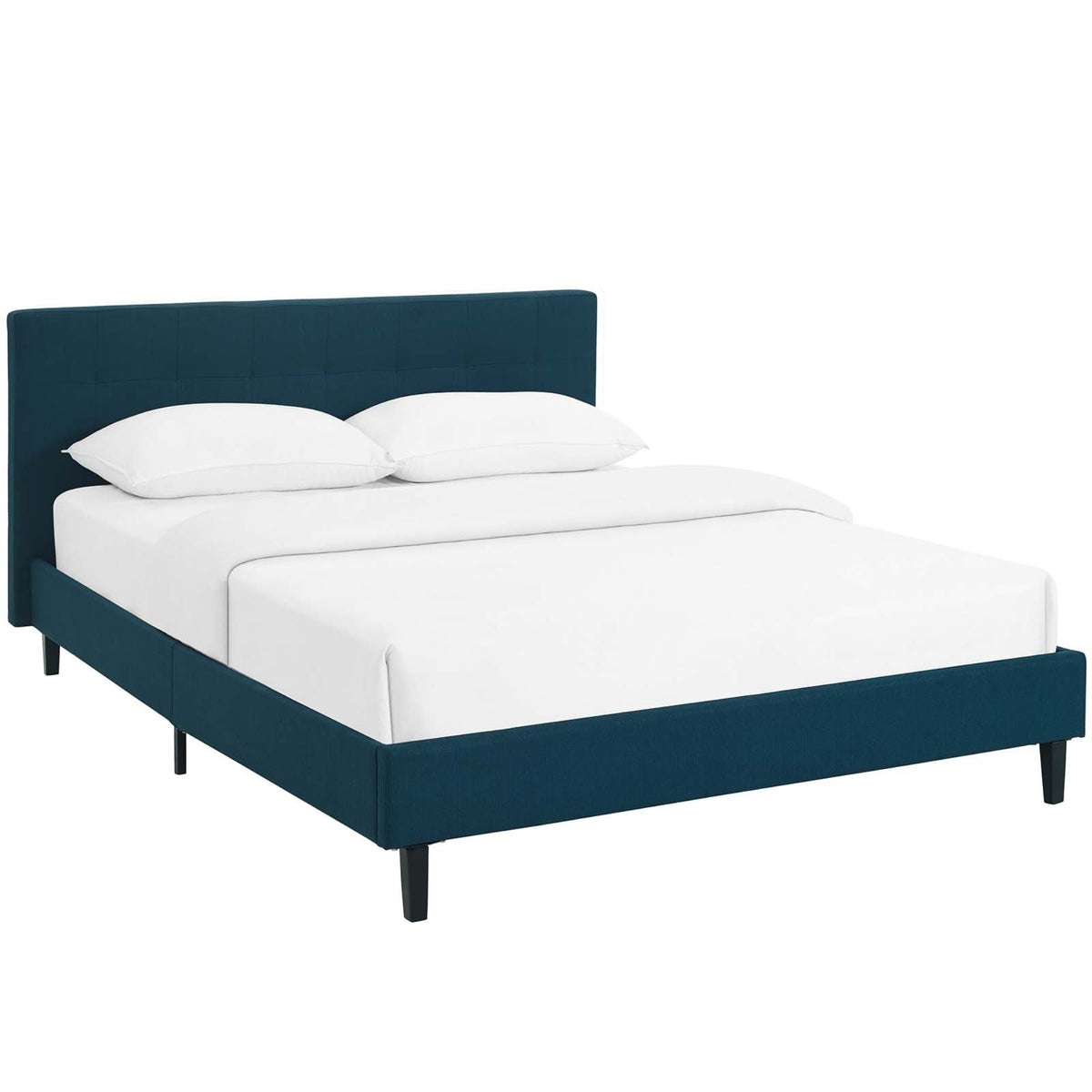 Casafoyer Linnea Upholstered Azure Full Platform Bed With Wood Slat Support