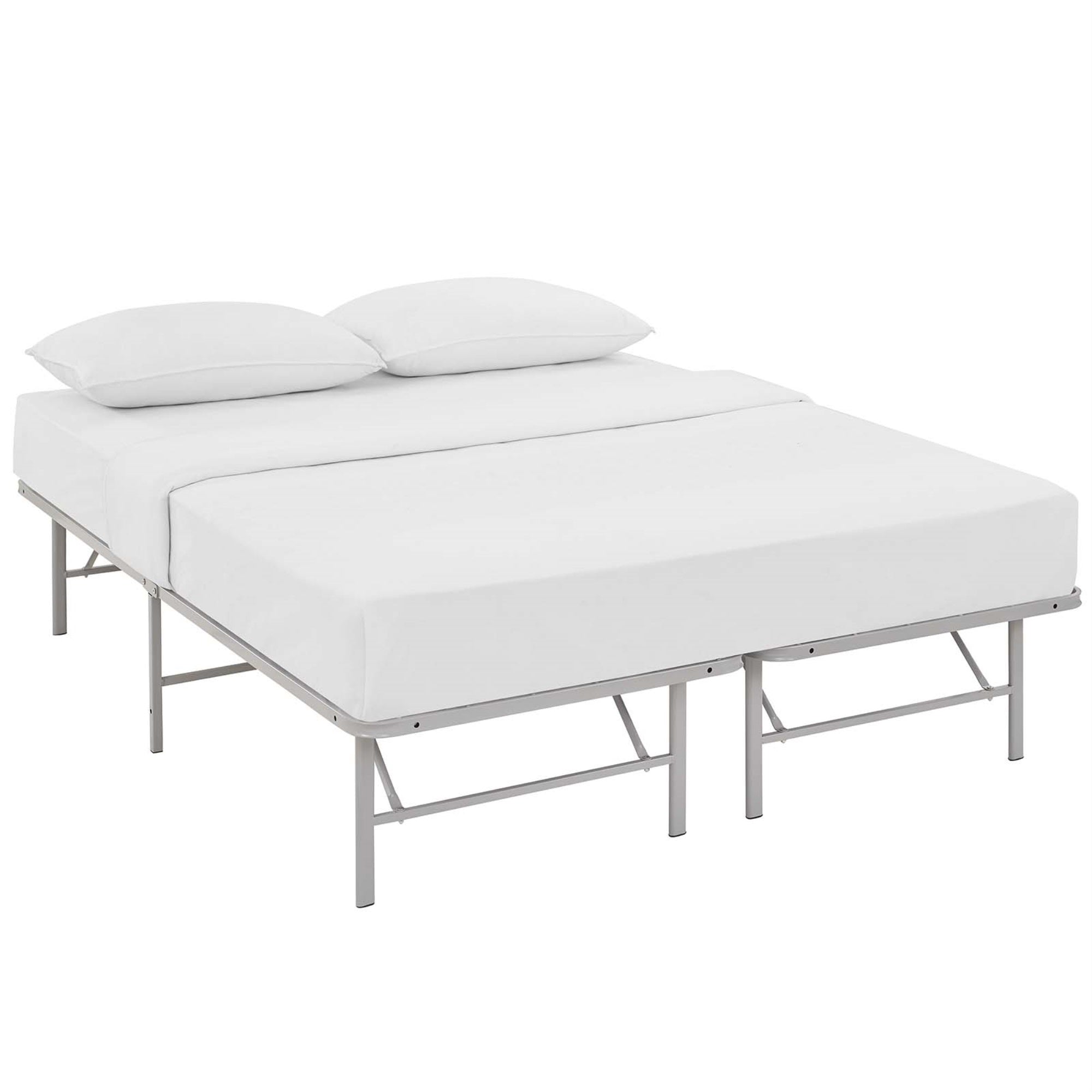 Horizon Metal Bed Frame - Durable Stainless Steel, 14-Inch Clearance, 1300 Lbs Capacity, Foldable, No Box Spring Needed, Non-Marking Foot Caps, Compatible With Memory Foam And Hybrid Mattresses, Easy Assembly, Queen Size