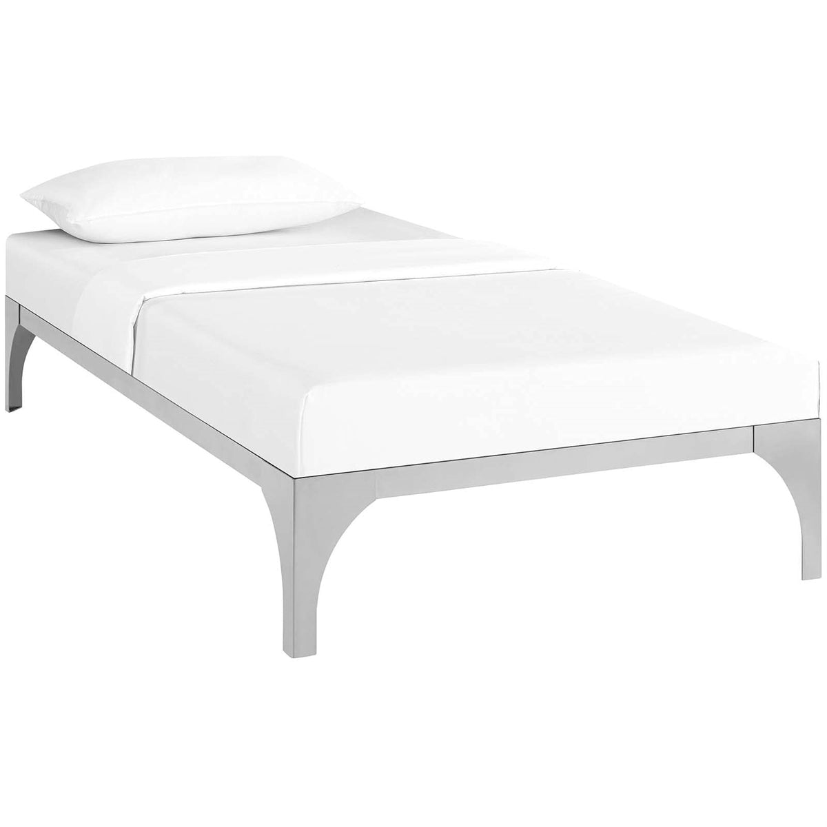 Casafoyer Ollie Steel Modern Twin Platform Bed Frame Mattress Foundation With Slat Support In Silver
