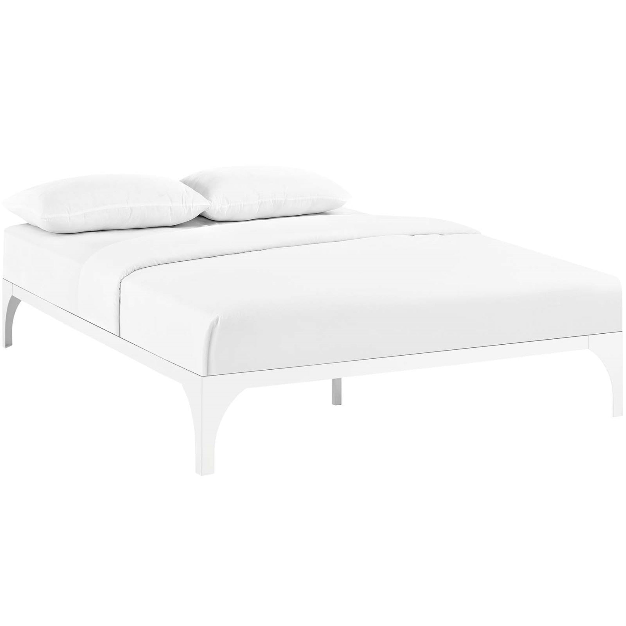 Ollie Bed Frame - Slatted Wood Support System, Steel Frame, Elegant Legs. Fits Memory Foam, Spring, Latex, Hybrid Mattresses. 1300 Lbs Weight Capacity. (White, Full)