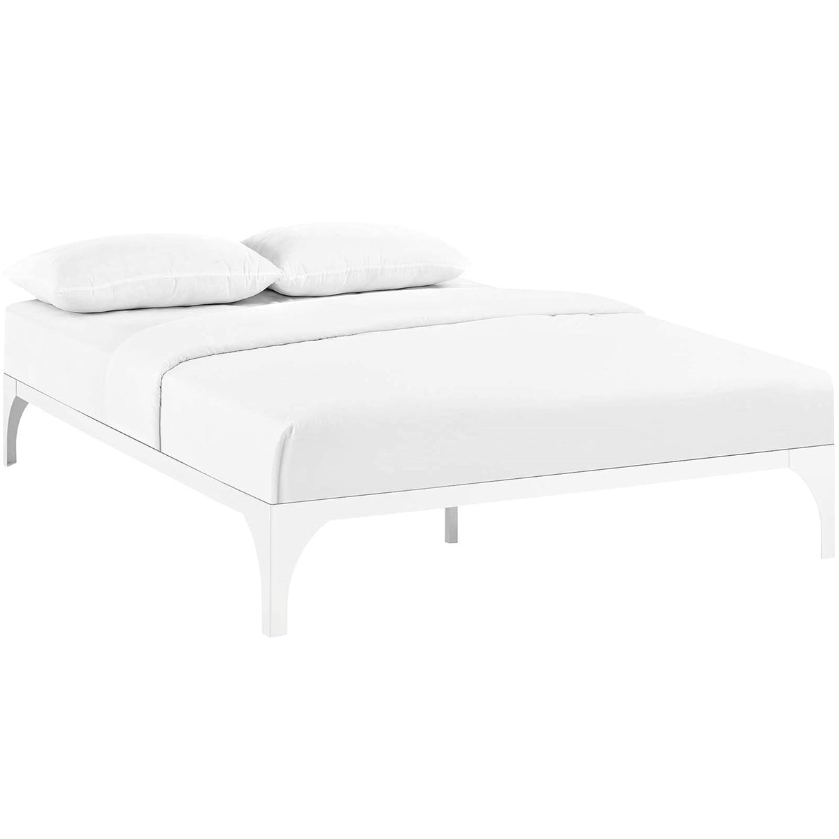 Casafoyer Ollie Steel Modern Queen Platform Bed Frame Mattress Foundation With Slat Support In White