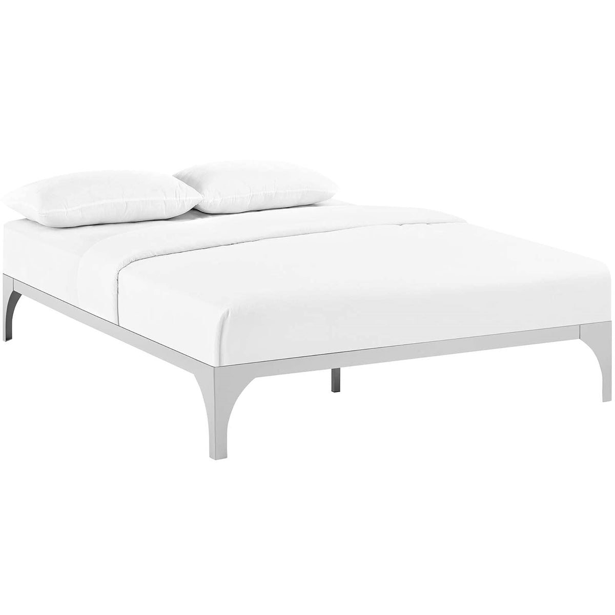 Casafoyer Ollie Steel Modern King Platform Bed Frame Mattress Foundation With Slat Support In Silver