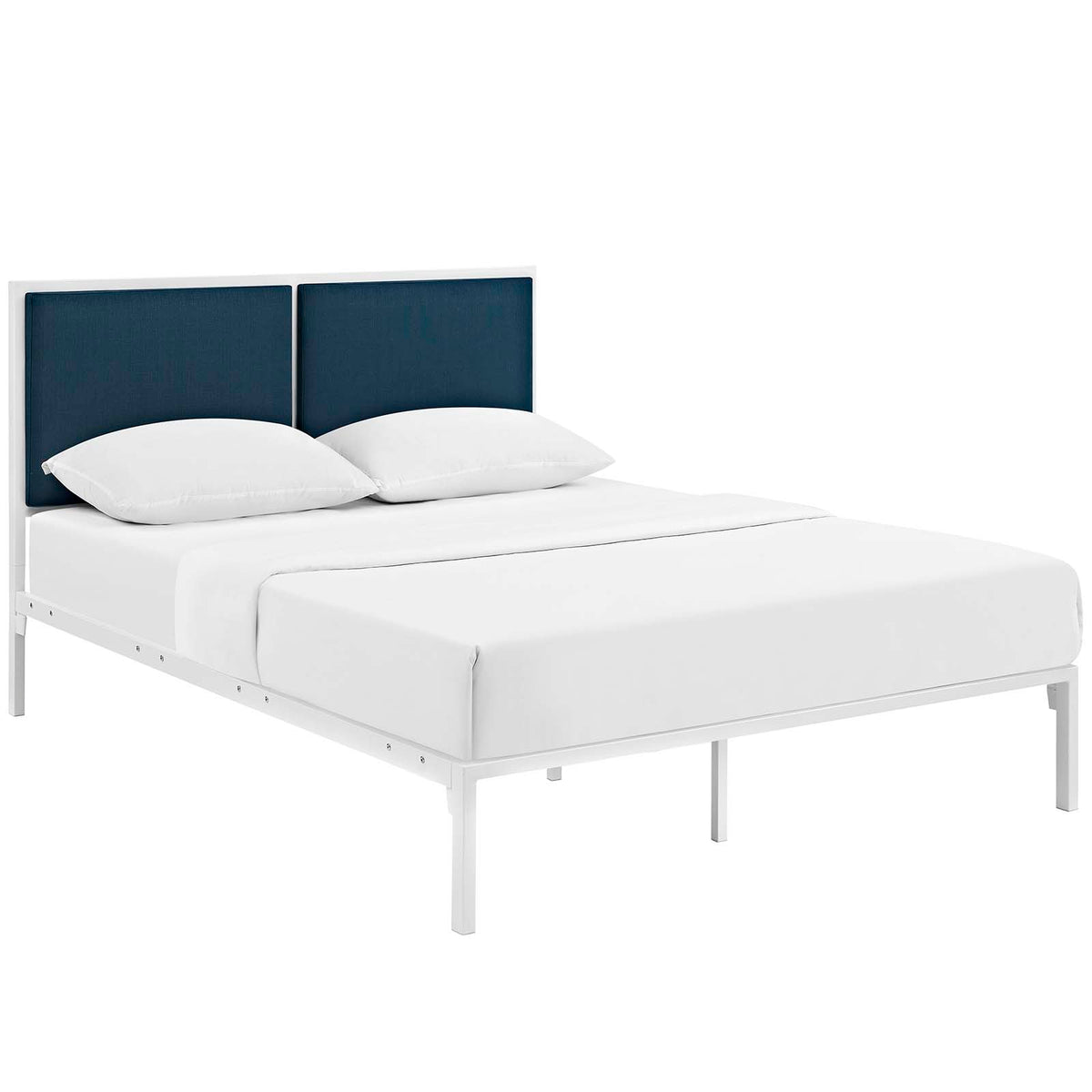 Della King Fabric Bed - White Azure