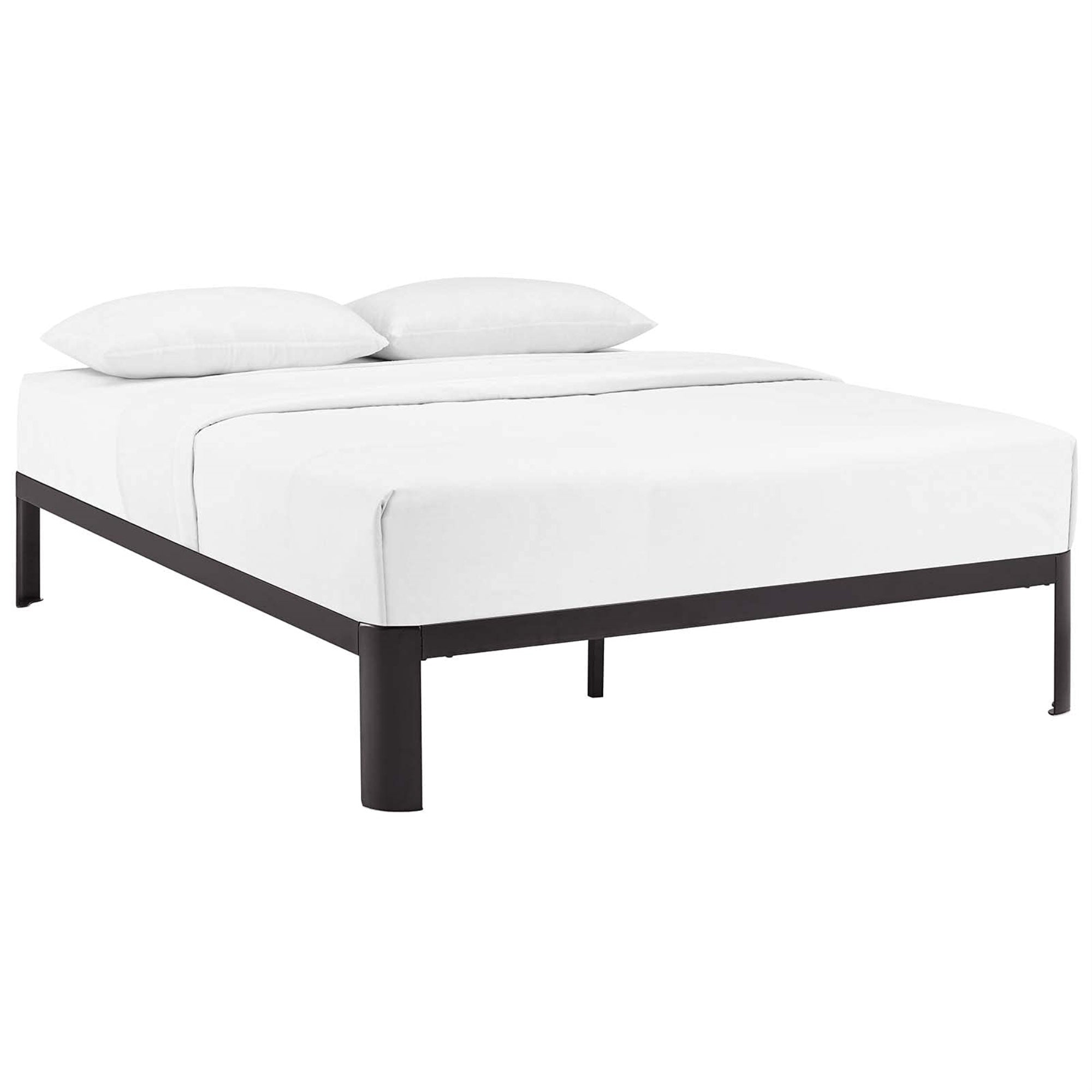 Casafoyer Corinne Steel Modern Mattress Foundation Full Bed Frame With Wood Slat Support In Brown