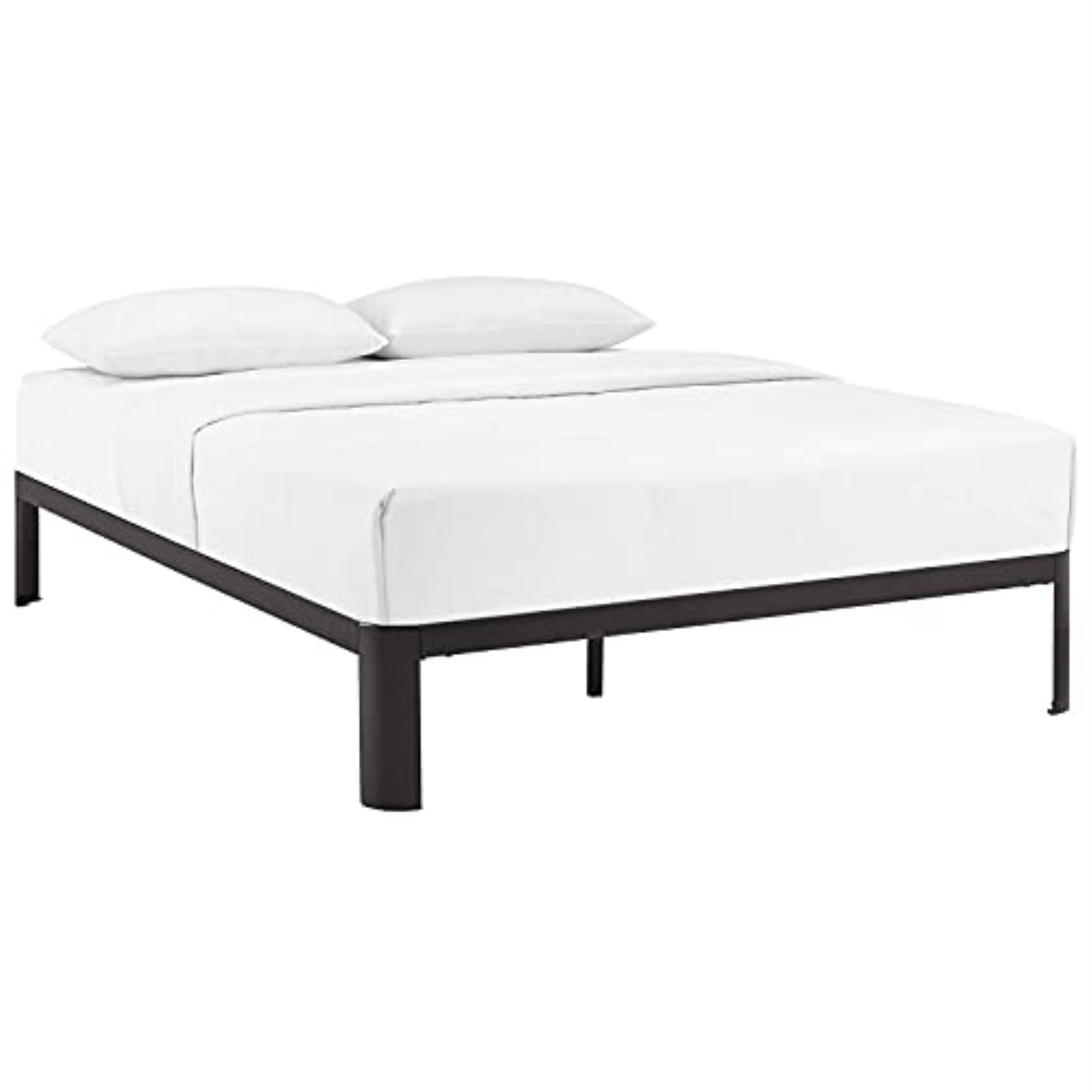 Casafoyer Corinne Steel Modern Mattress Foundation Queen Bed Frame With Wood Slat Support In Brown