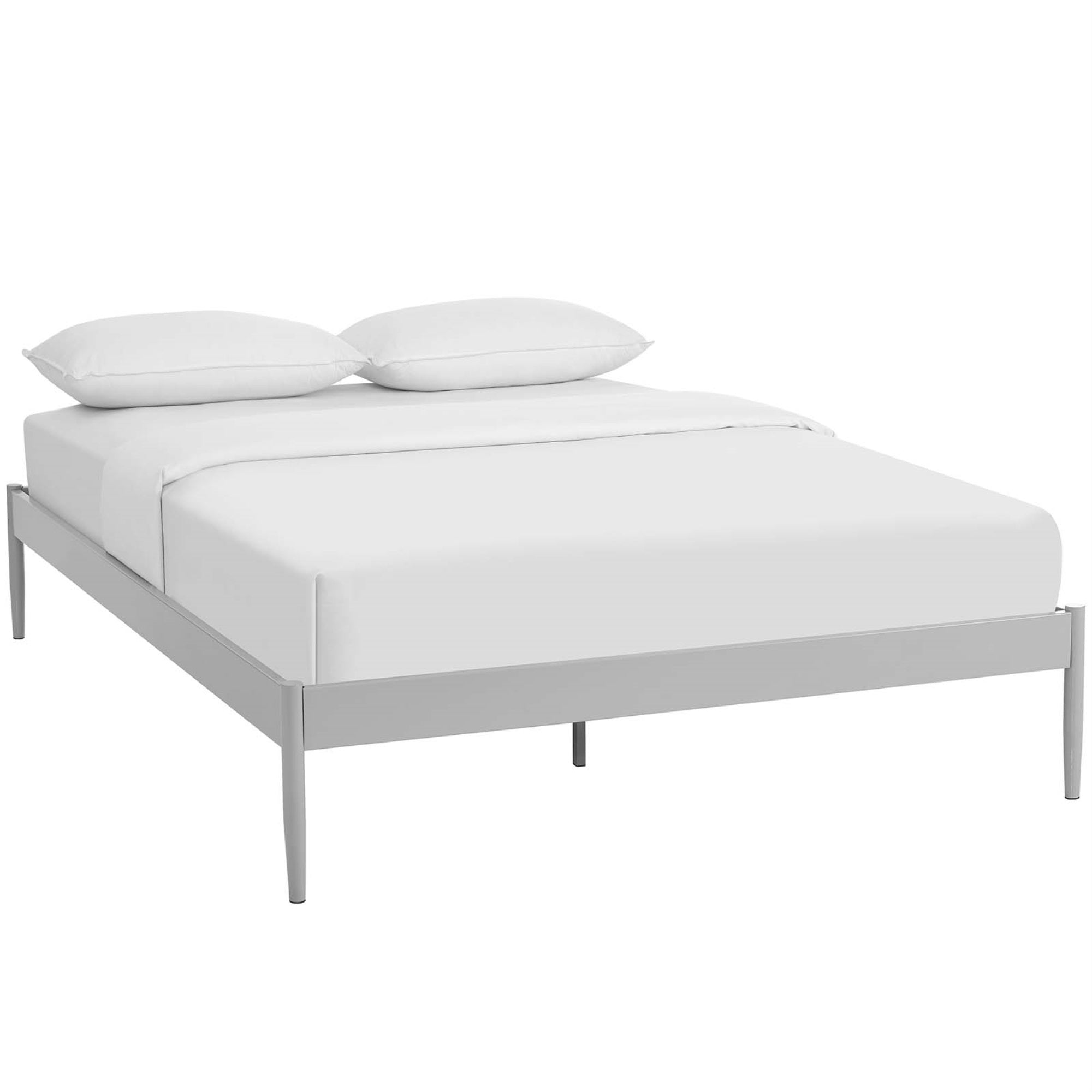 Elsie Queen Bed Frame - Birchwood Support System, Steel Frame, No Boxspring Needed, 1300 Lbs Weight Capacity, Modern Design (Gray)