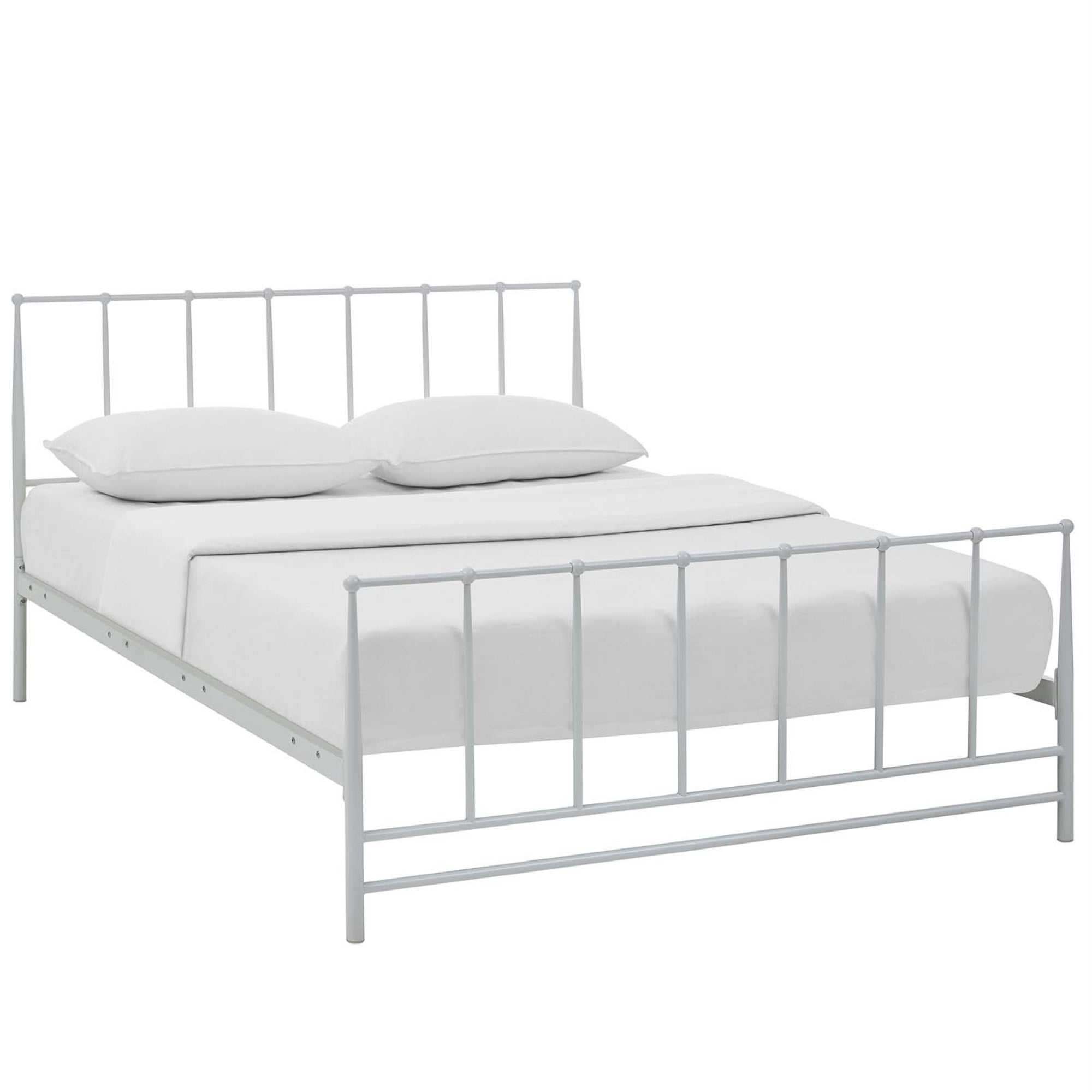 Casafoyer Estate Steel Metal King Platform Bed With Metal Slat Support In White