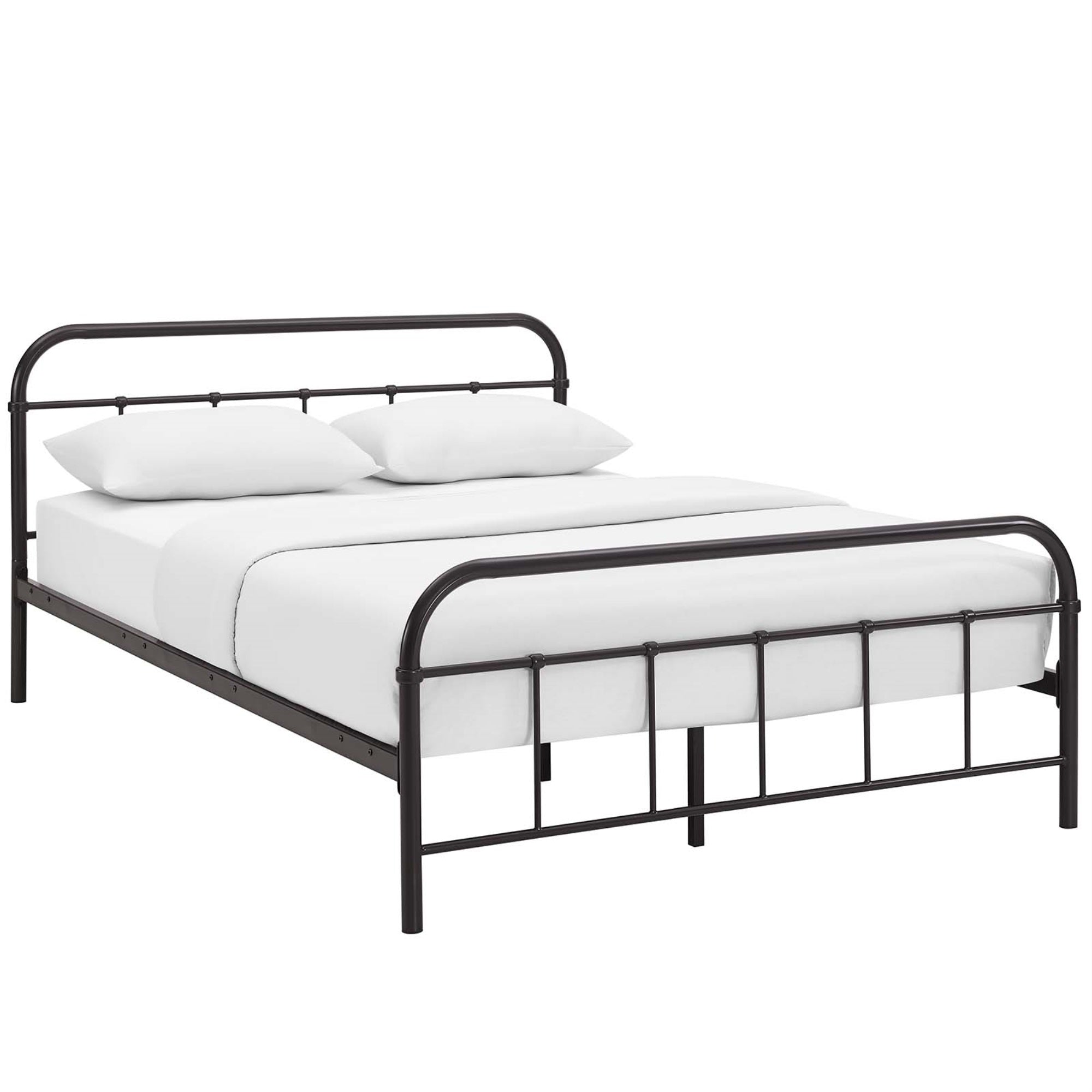Maisie Platform Bed - Vintage Farmhouse Style, Holds 1323 Lbs, Rustic Steel Piping, No Box Spring Needed, Queen Size, Mattress Not Included