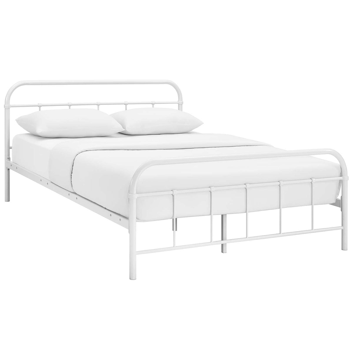 Maisie Queen Stainless Steel Bed Frame - White