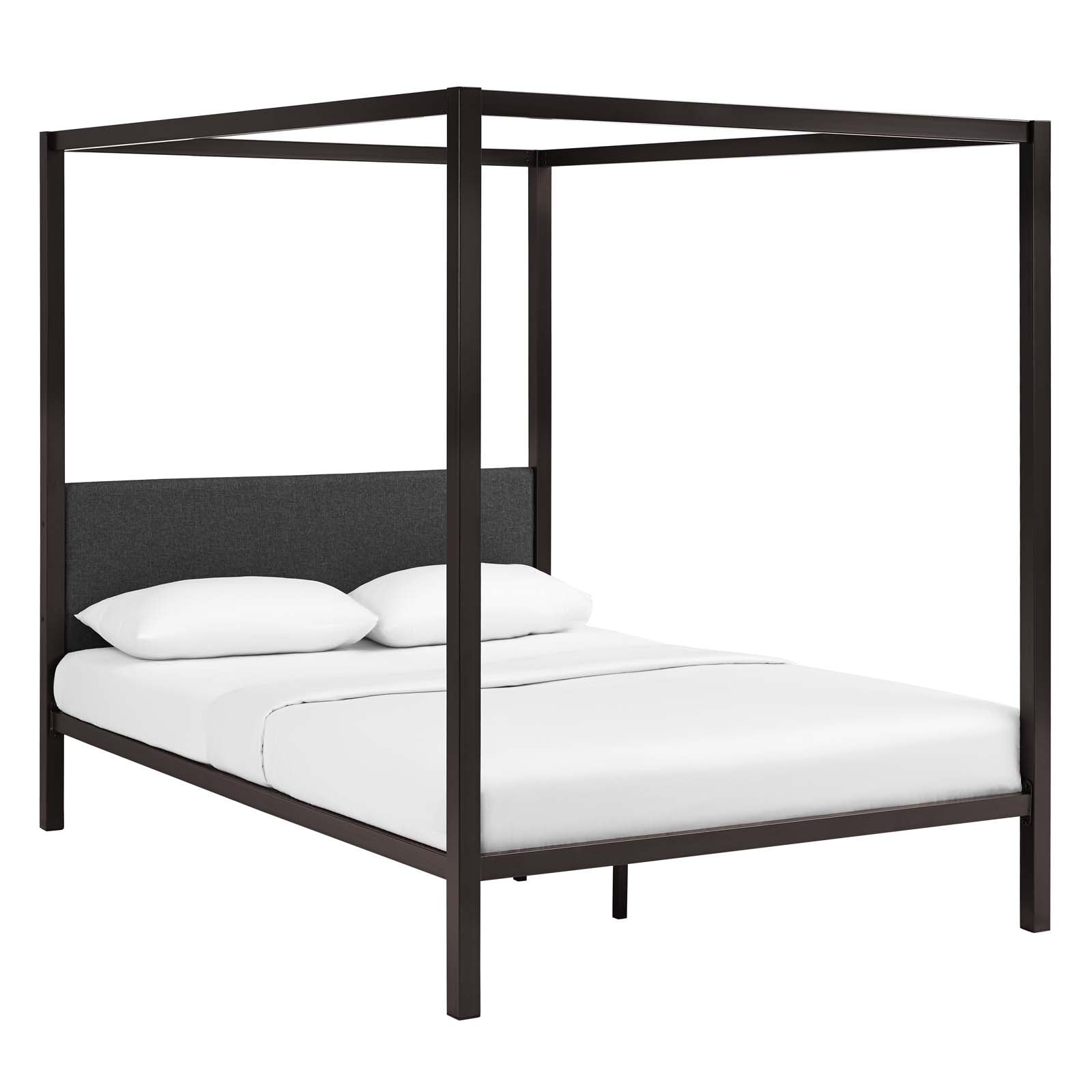 Raina Queen Canopy Bed Frame - Brown Gray