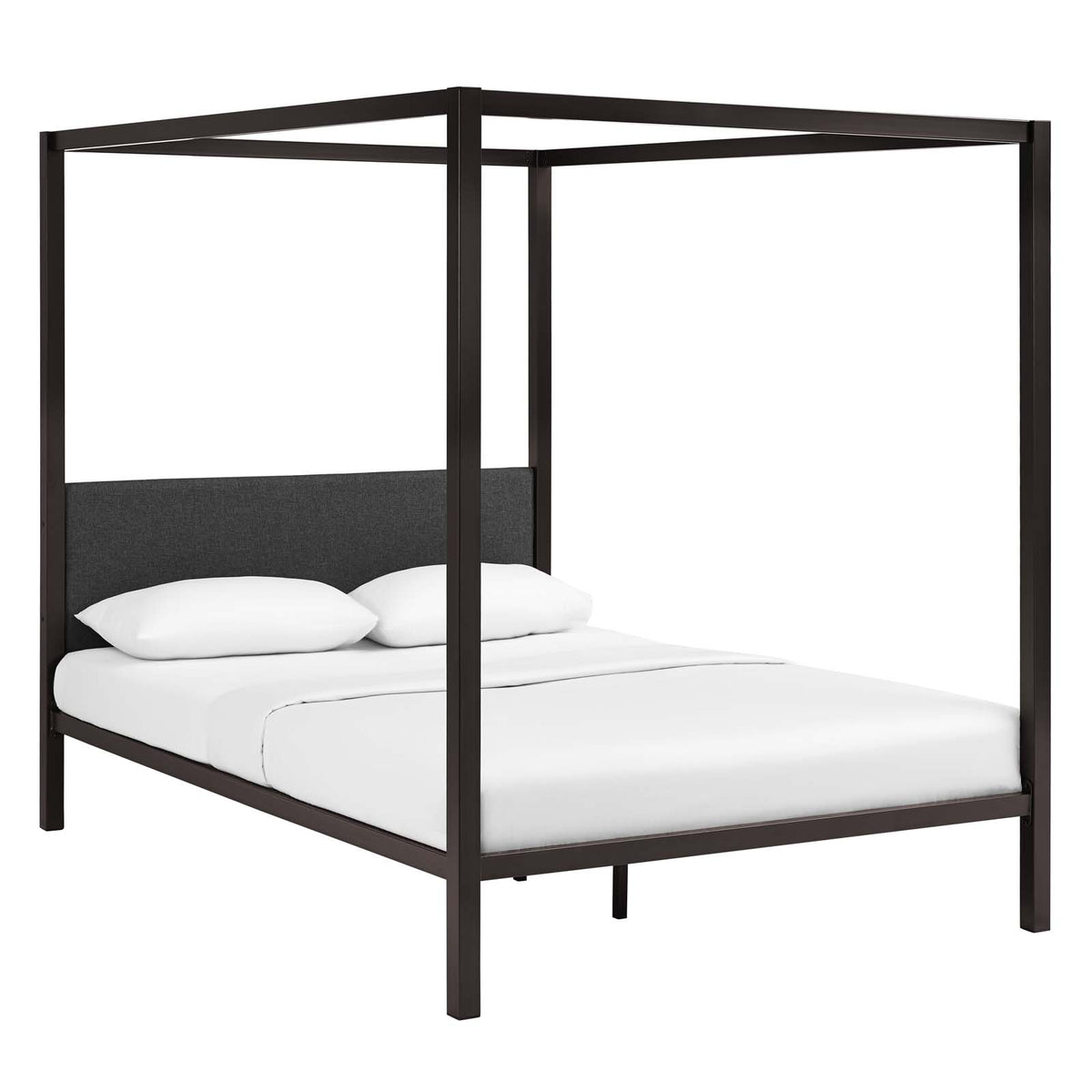 Raina Queen Canopy Bed Frame - Brown Gray