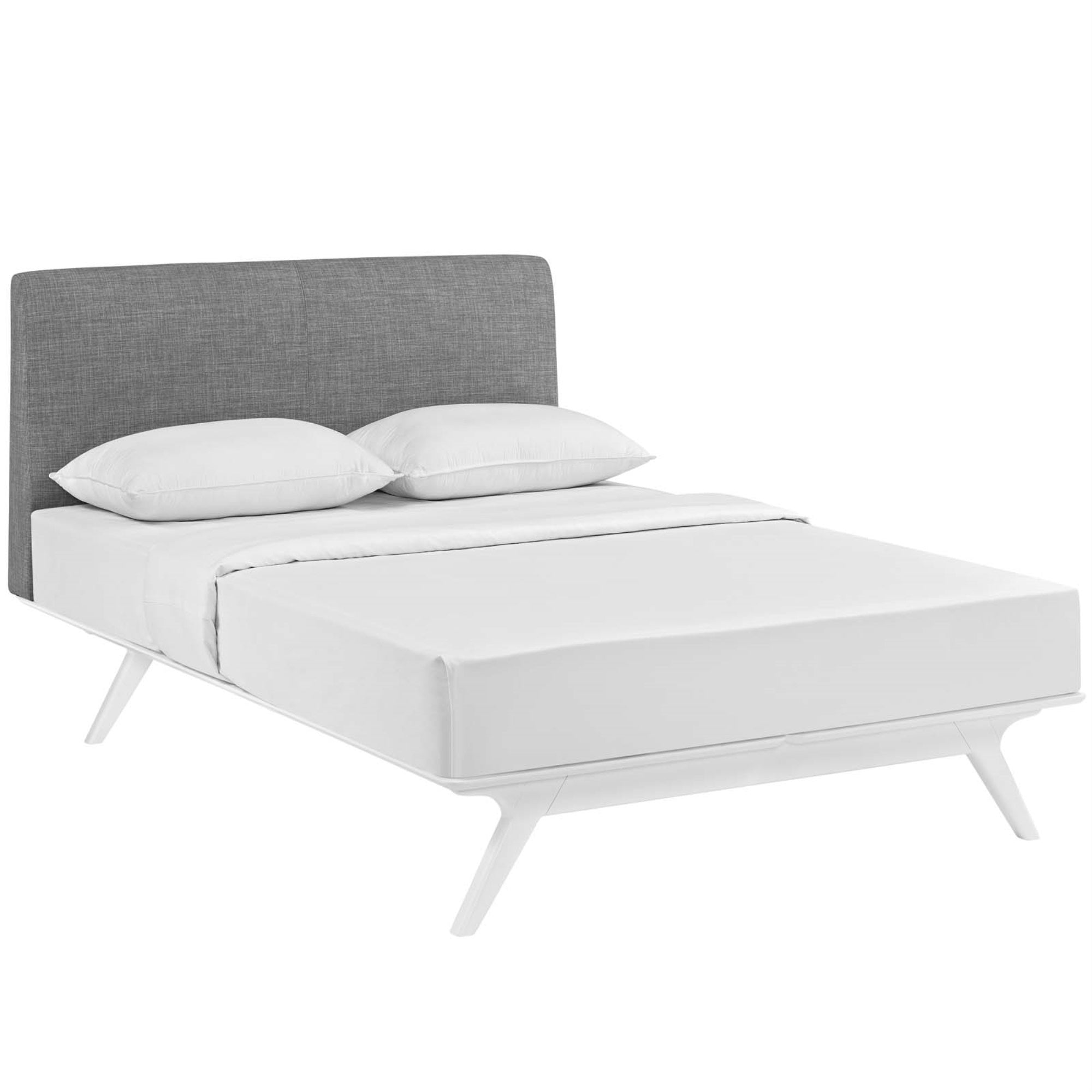 Tracy King Size Platform Bed - Durable Mdf, Open Design, Foam Padded Headboard, Easy To Maintain, White Finish. Assembly Required.