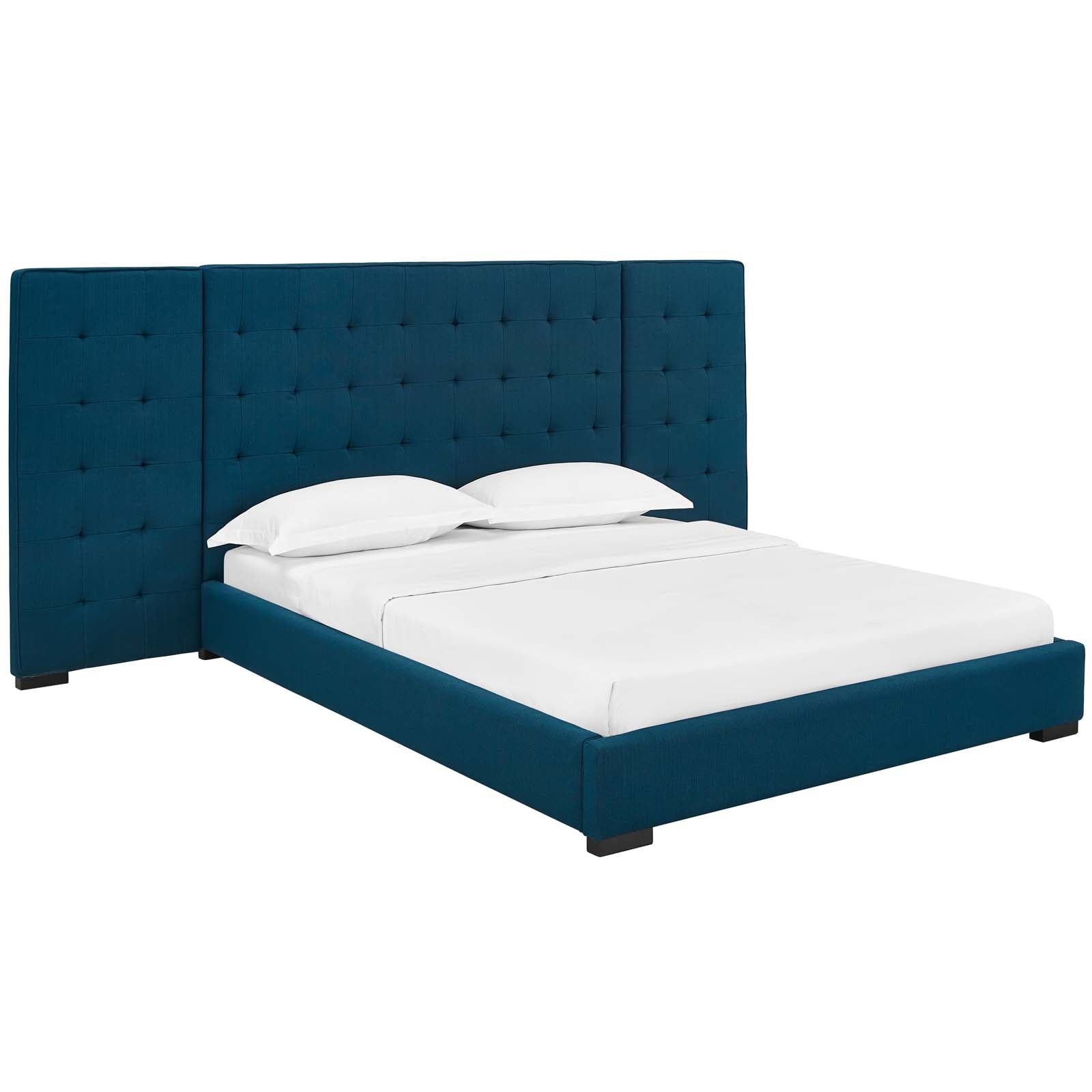 Sierra Queen Upholstered Fabric Platform Bed - Azure