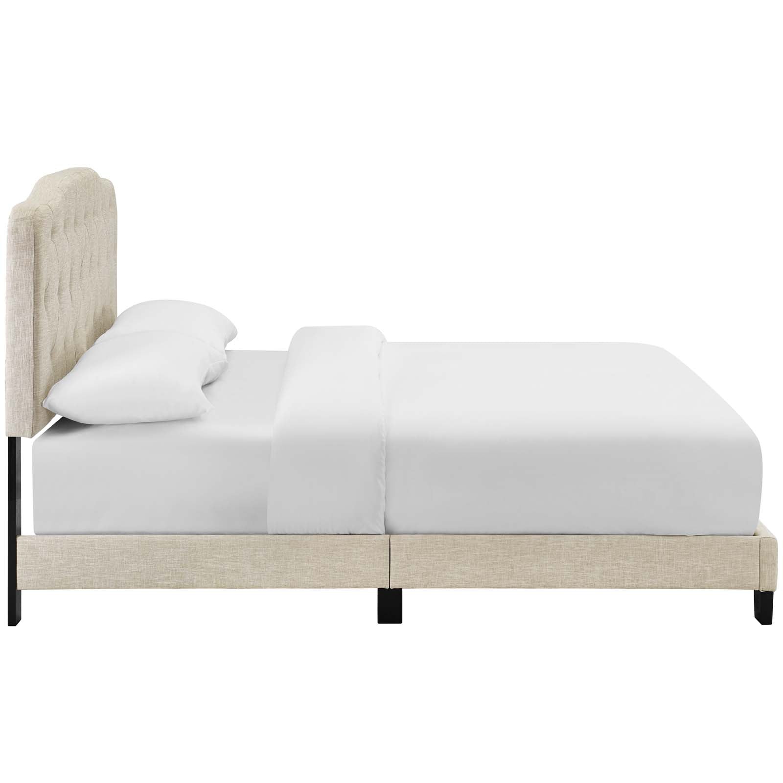 Amelia Full Upholstered Fabric Bed - Beige