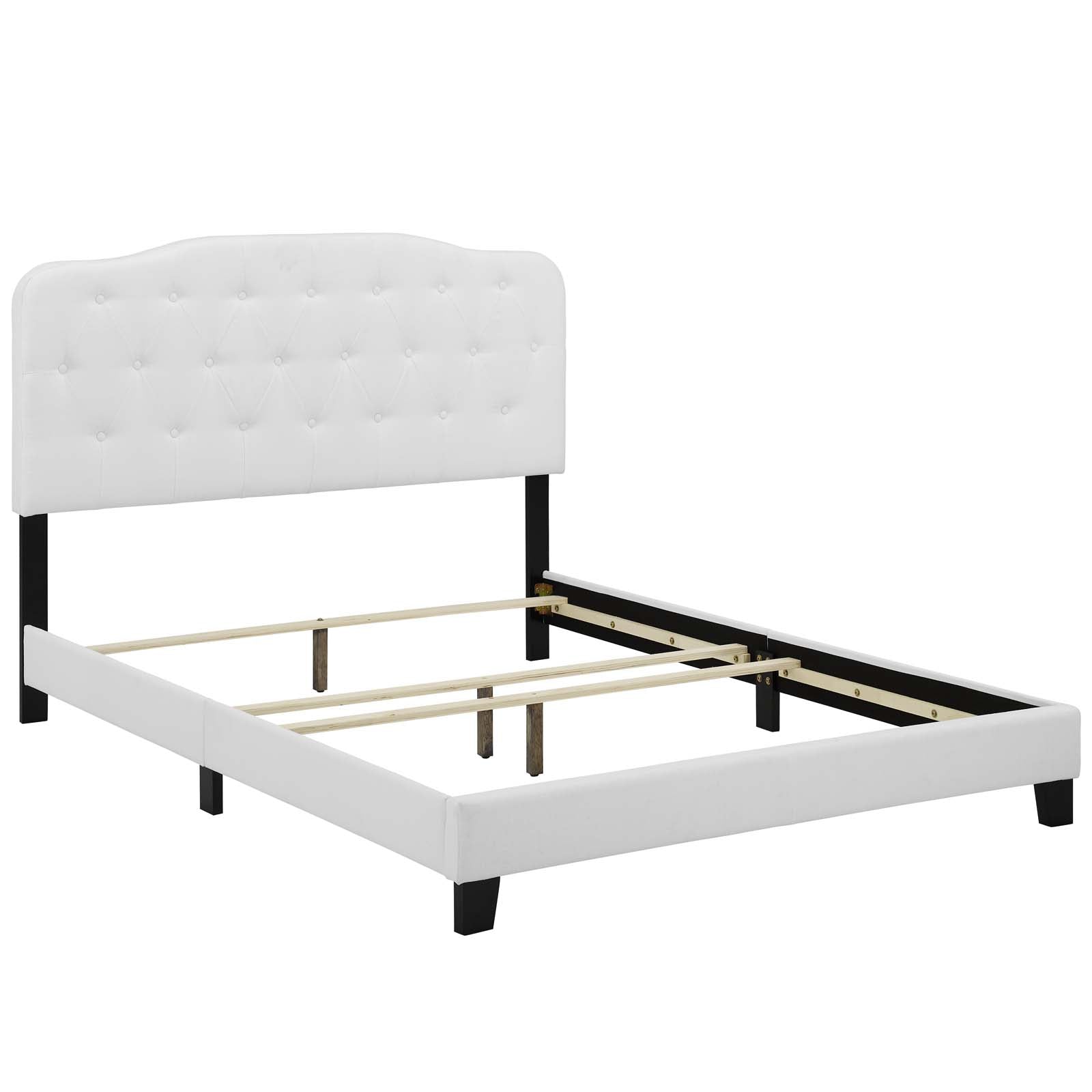 Amelia Full Upholstered Fabric Bed - White