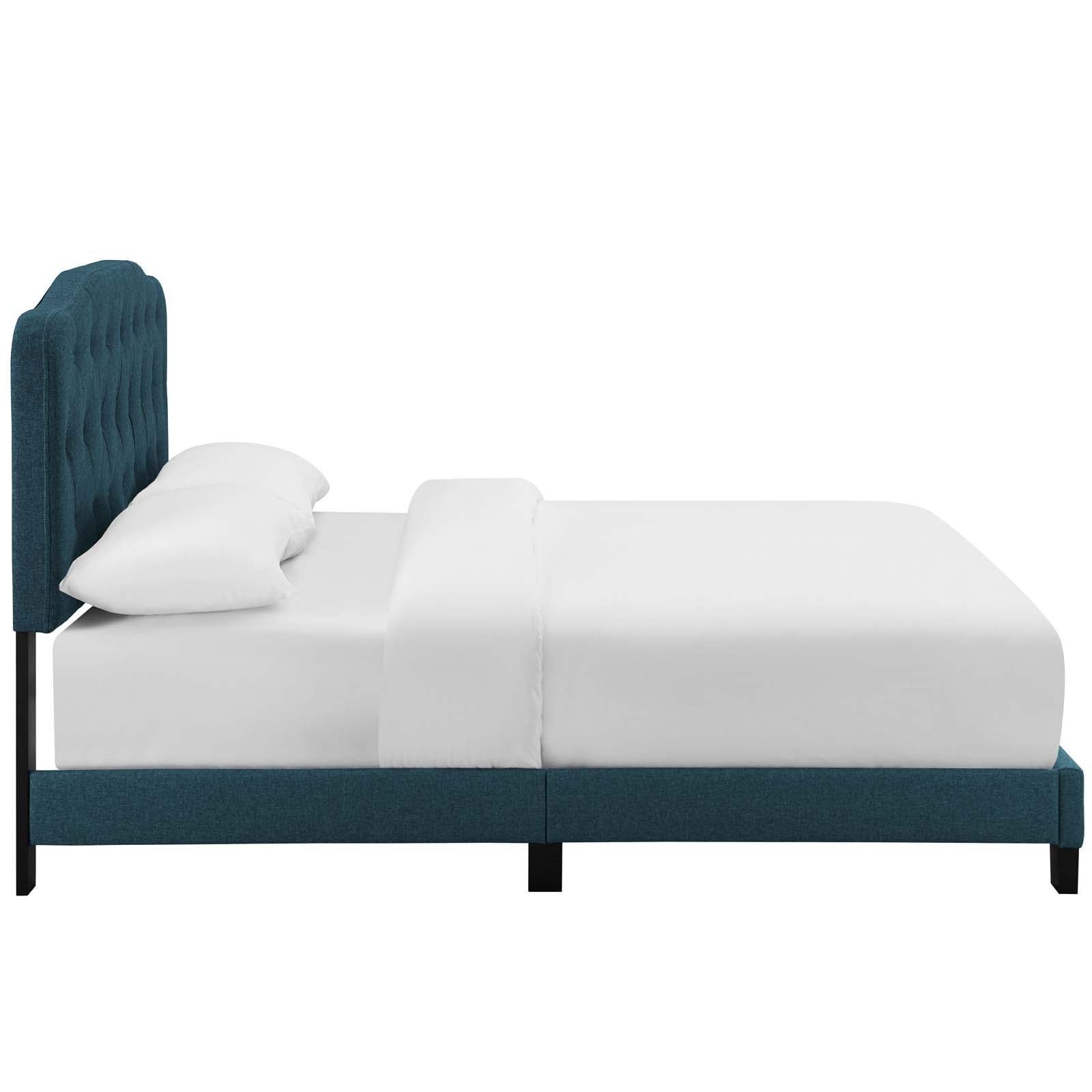 Amelia Queen Upholstered Fabric Bed - Azure