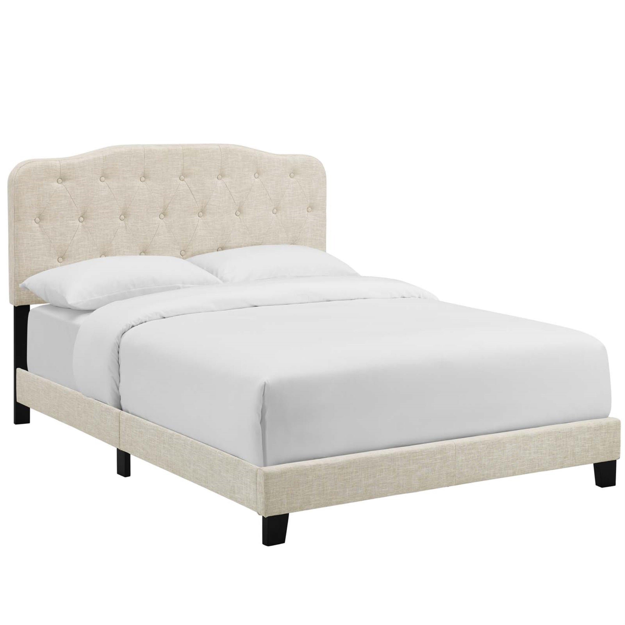 Amelia King Bed - Luxurious Upholstered Fabric Bed With Button-Tufted Headboard, Solid Wood Construction, And Sturdy Legs. Supports Various Mattress Types. Enhance Your Bedroom Ambiance. (Beige)