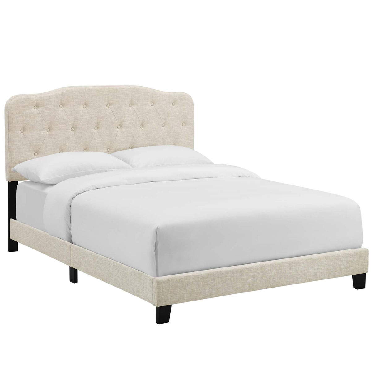 Amelia King Upholstered Fabric Bed - Beige