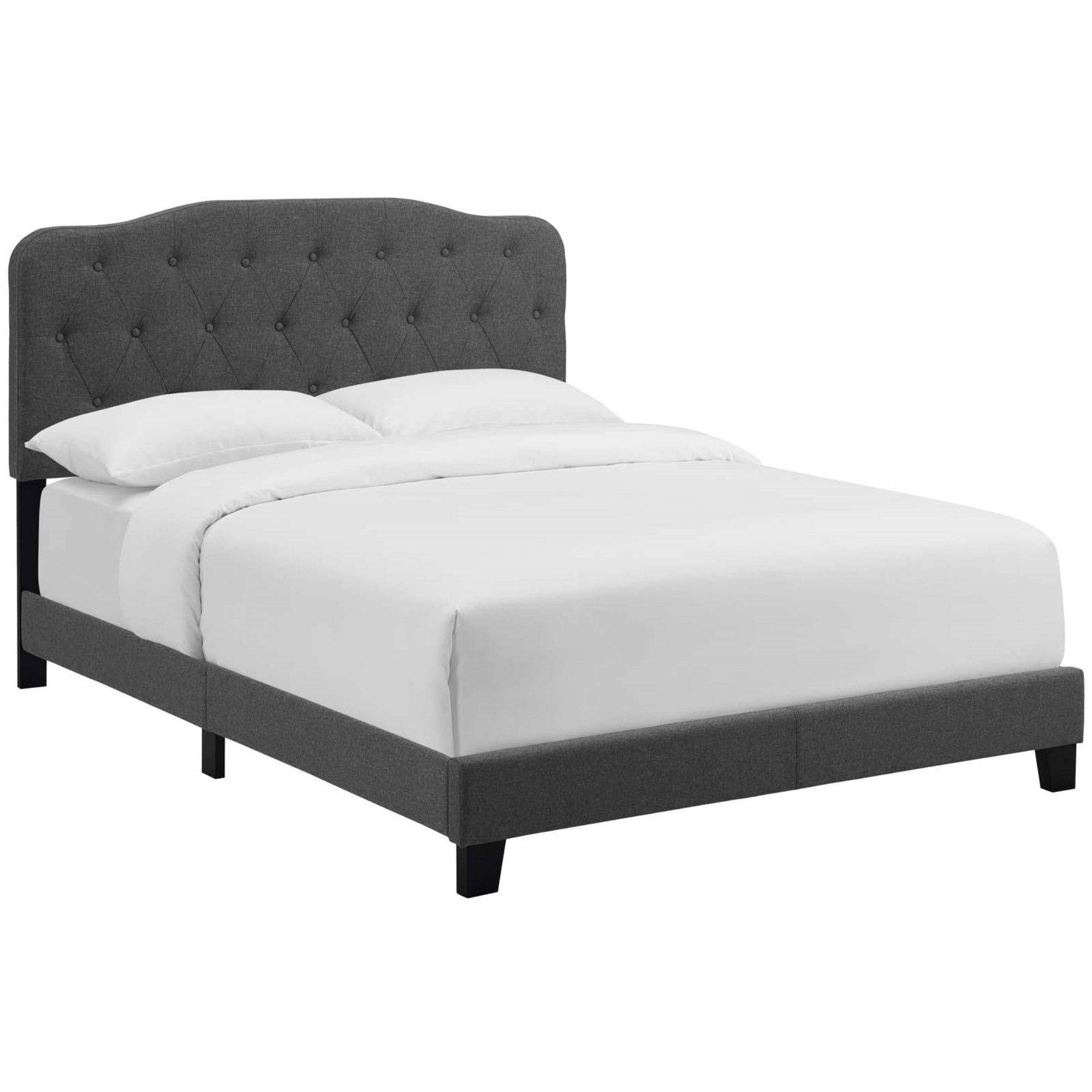 Amelia King Bed - Luxurious Upholstered Fabric Bed With Button-Tufted Headboard, Solid Wood Construction, And Non-Marking Legs. Supports Various Mattress Types. Elegant And Sturdy. (Gray)