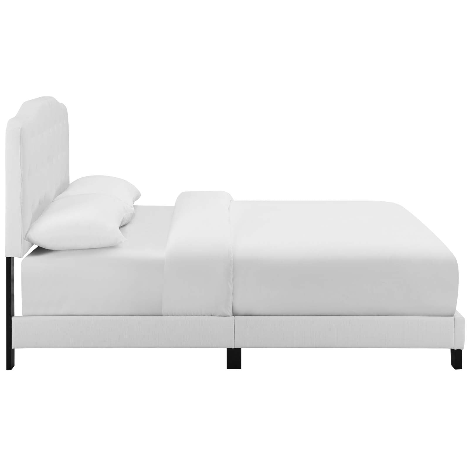 Amelia King Upholstered Fabric Bed - White