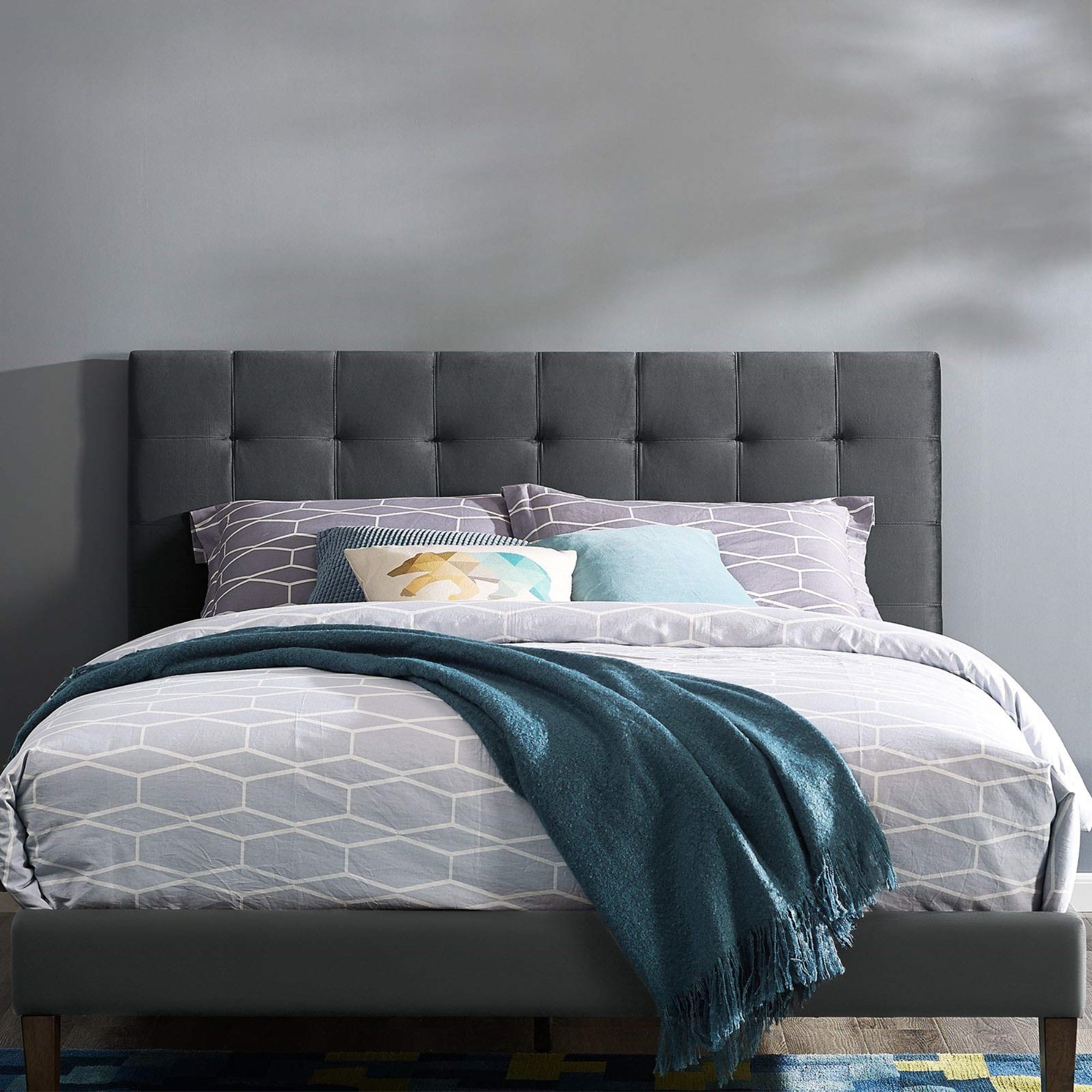 Casafoyer Paisley Upholstered Biscuit Tufted Performance Velvet Full / Queen Headboard Size In Gray