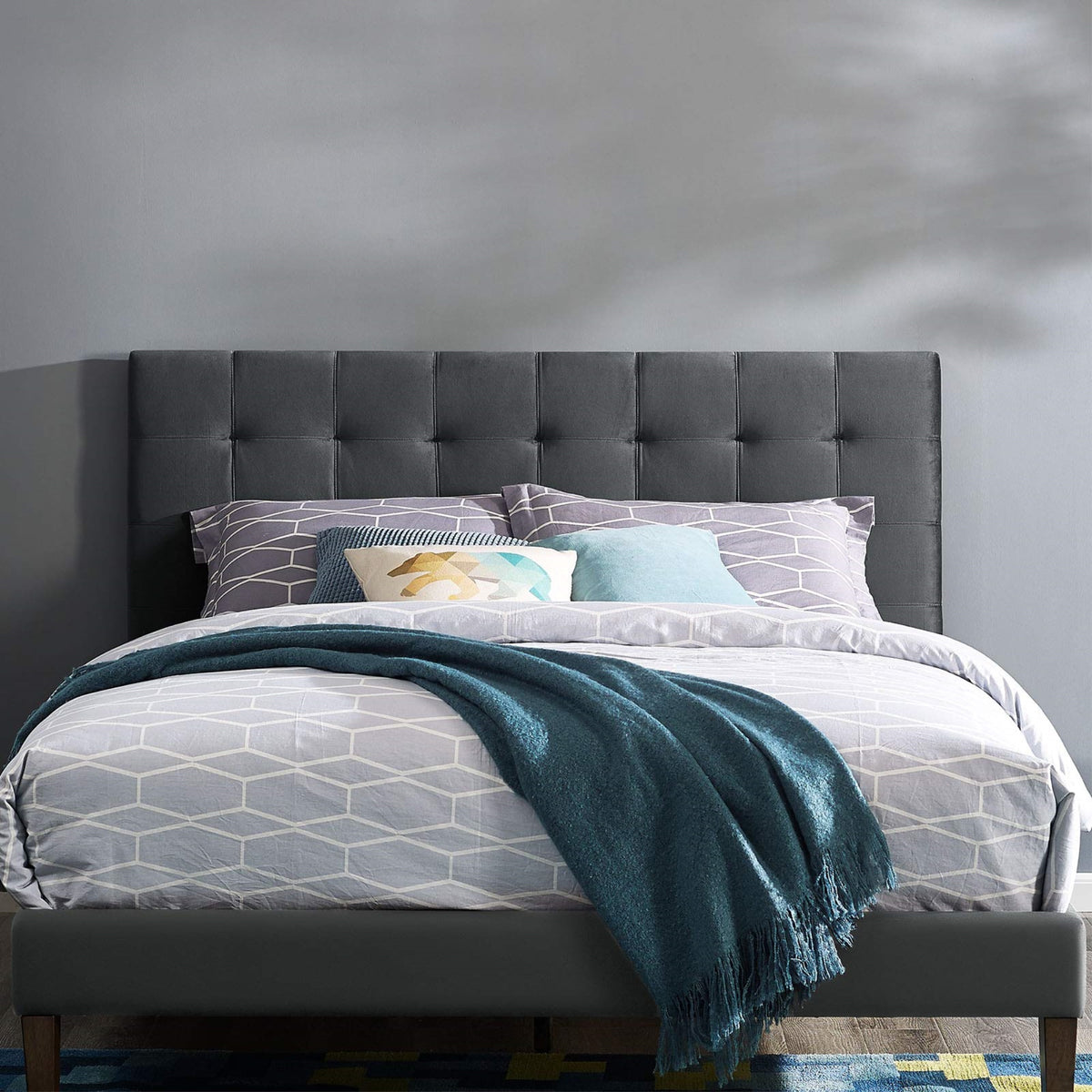Casafoyer Paisley Upholstered Biscuit Tufted Performance Velvet Full / Queen Headboard Size In Gray