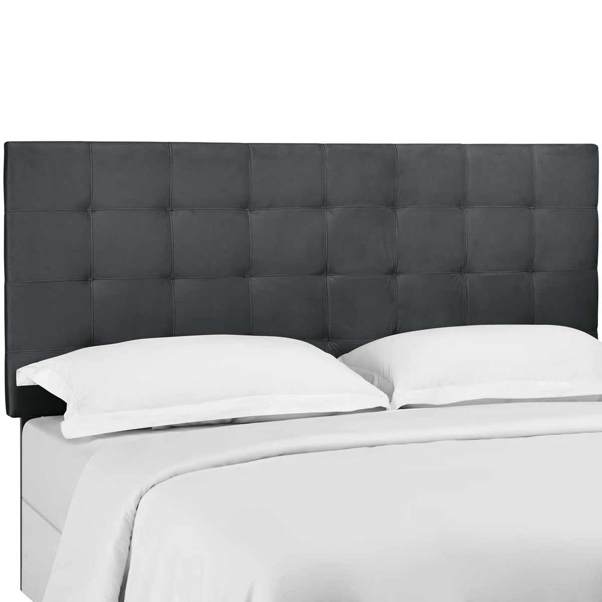 Paisley Tufted Full / Queen Upholstered Performance Velvet Headboard - Gray
