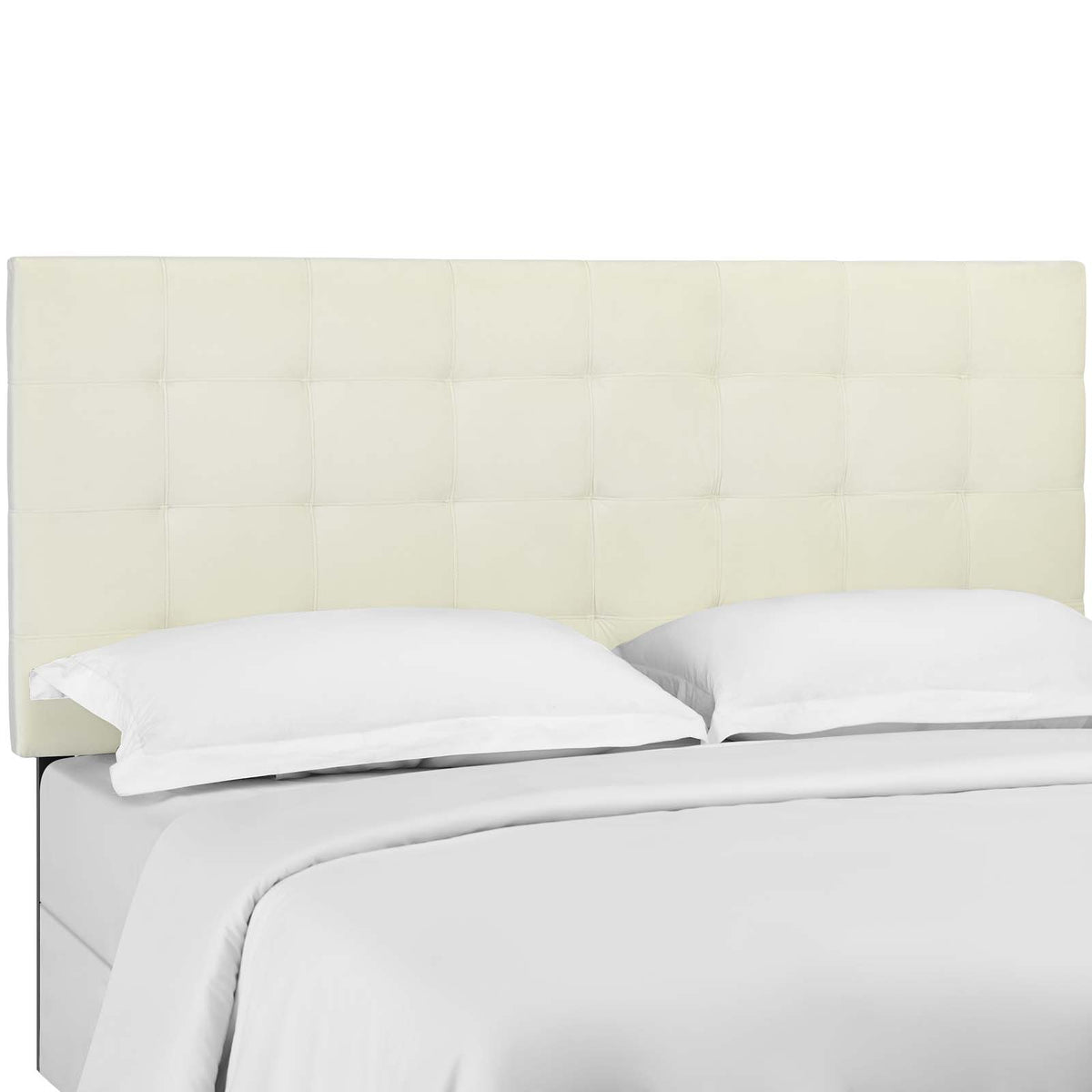 Paisley Tufted Full / Queen Upholstered Performance Velvet Headboard - Ivory