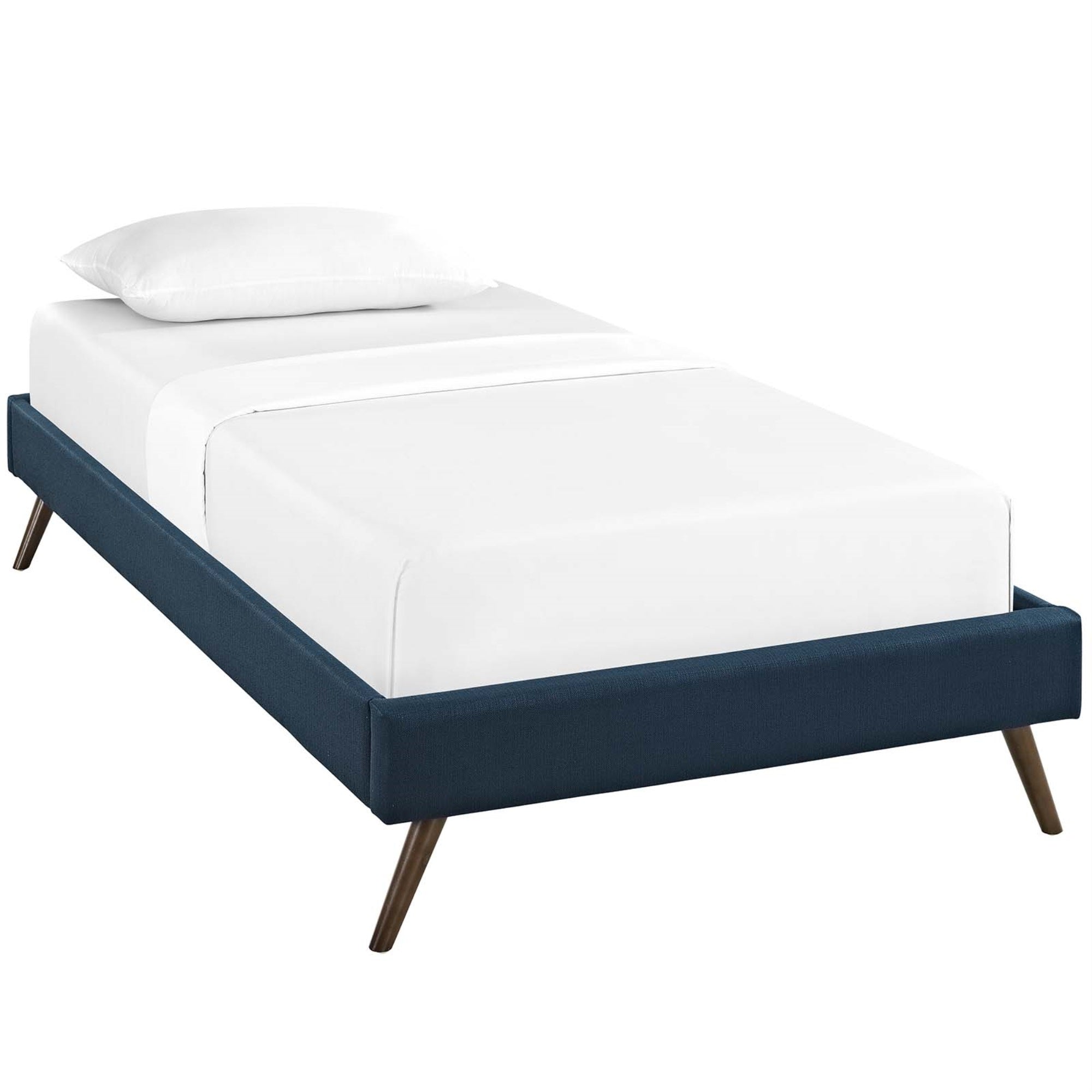 Loryn Platform Bed - Solid Wood Frame, Polyester Upholstery, Wooden Slat Support System, No Box Spring Needed. Compatible With Aveline Memory Foam Mattresses. Perfect For Mid-Century Modern And Contemporary Bedrooms. (Mattress Not Included)
