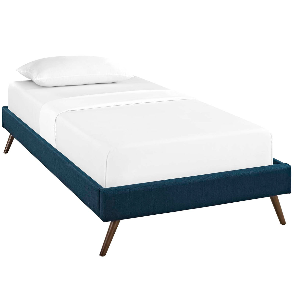 Loryn Twin Fabric Bed Frame With Round Splayed Legs - Azure