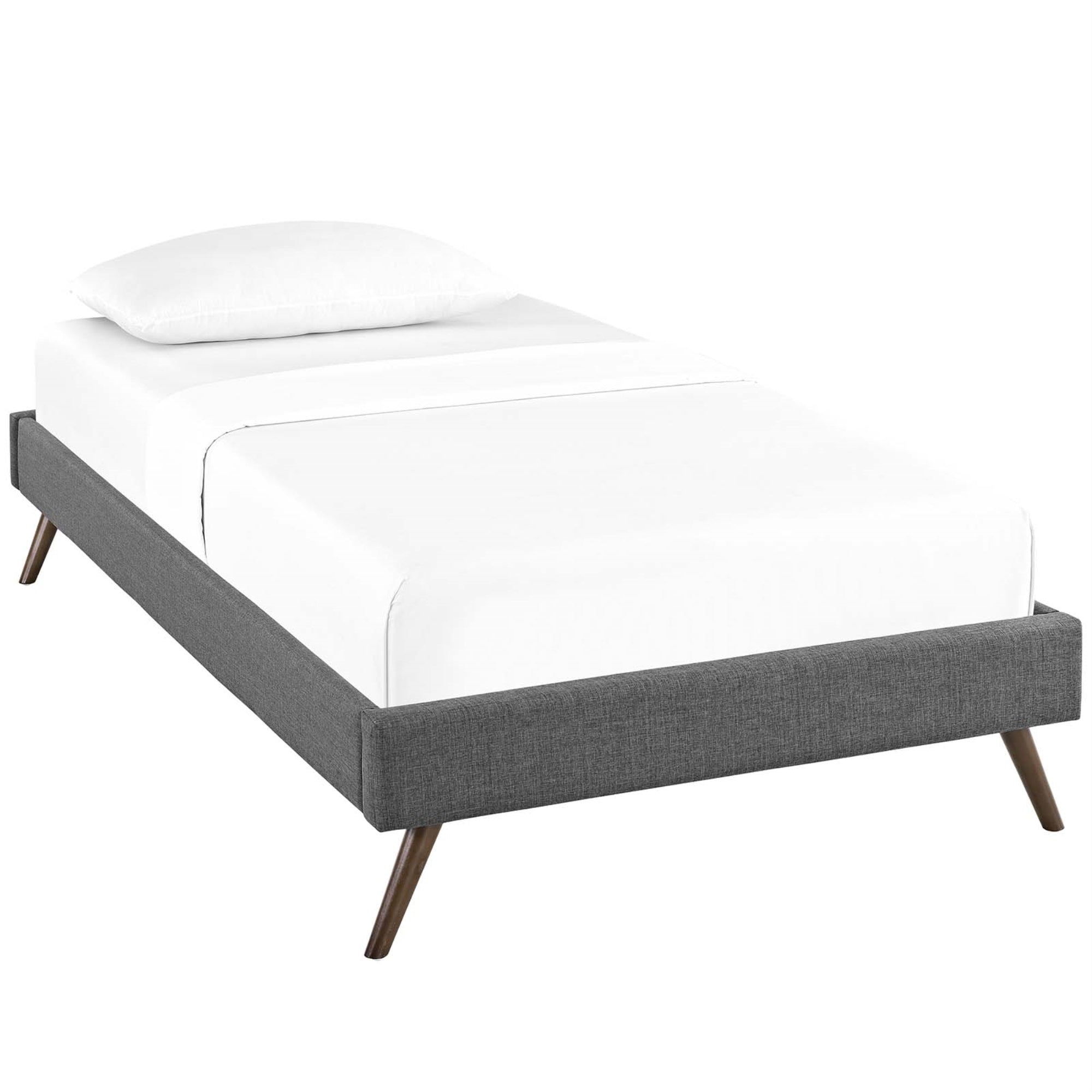 Loryn Platform Bed - Solid Wood Frame, Polyester Upholstery, No Box Spring Needed, Memory Foam Compatible, Stylish Headboard Options, Gray