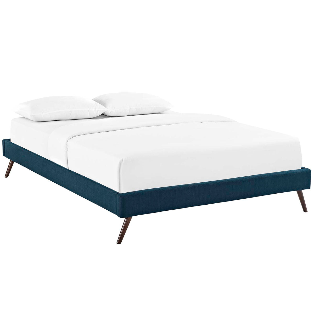 Loryn Full Fabric Bed Frame With Round Splayed Legs - Azure