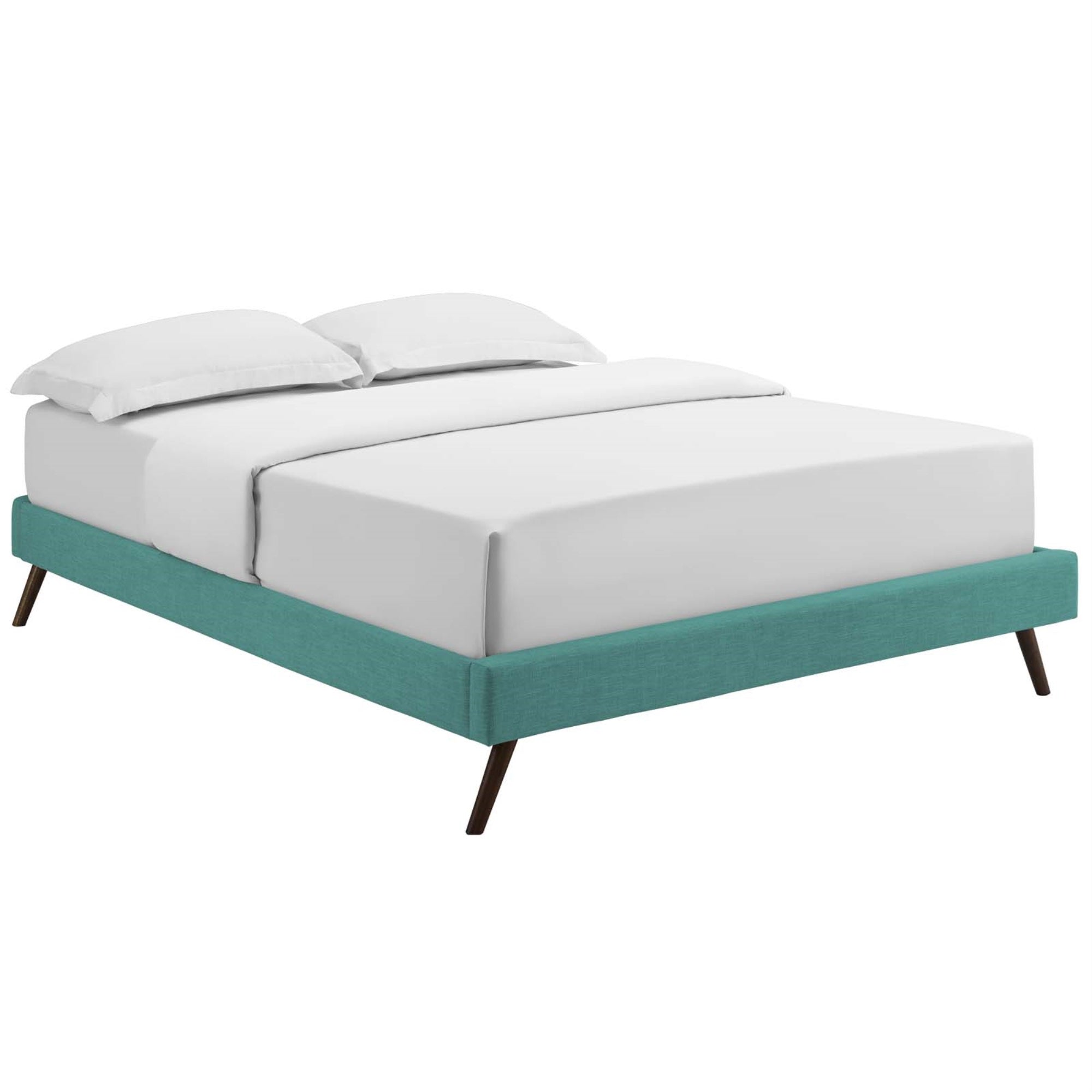 Loryn Full Fabric Bed Frame With Round Splayed Legs Teal
