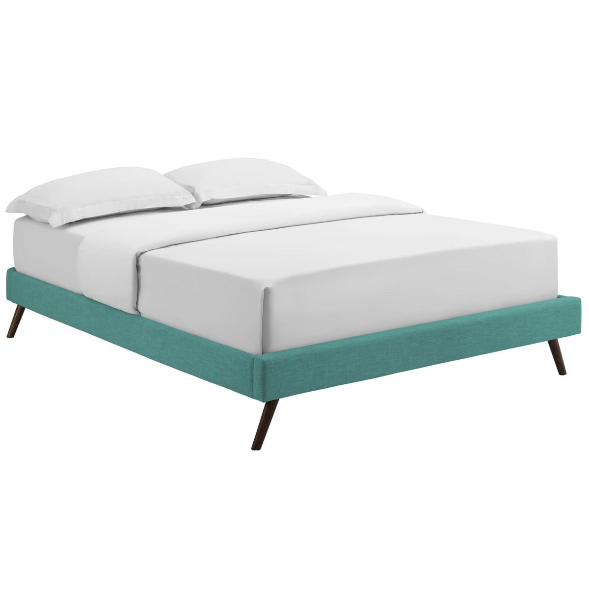 Loryn Full Fabric Bed Frame With Round Splayed Legs Teal