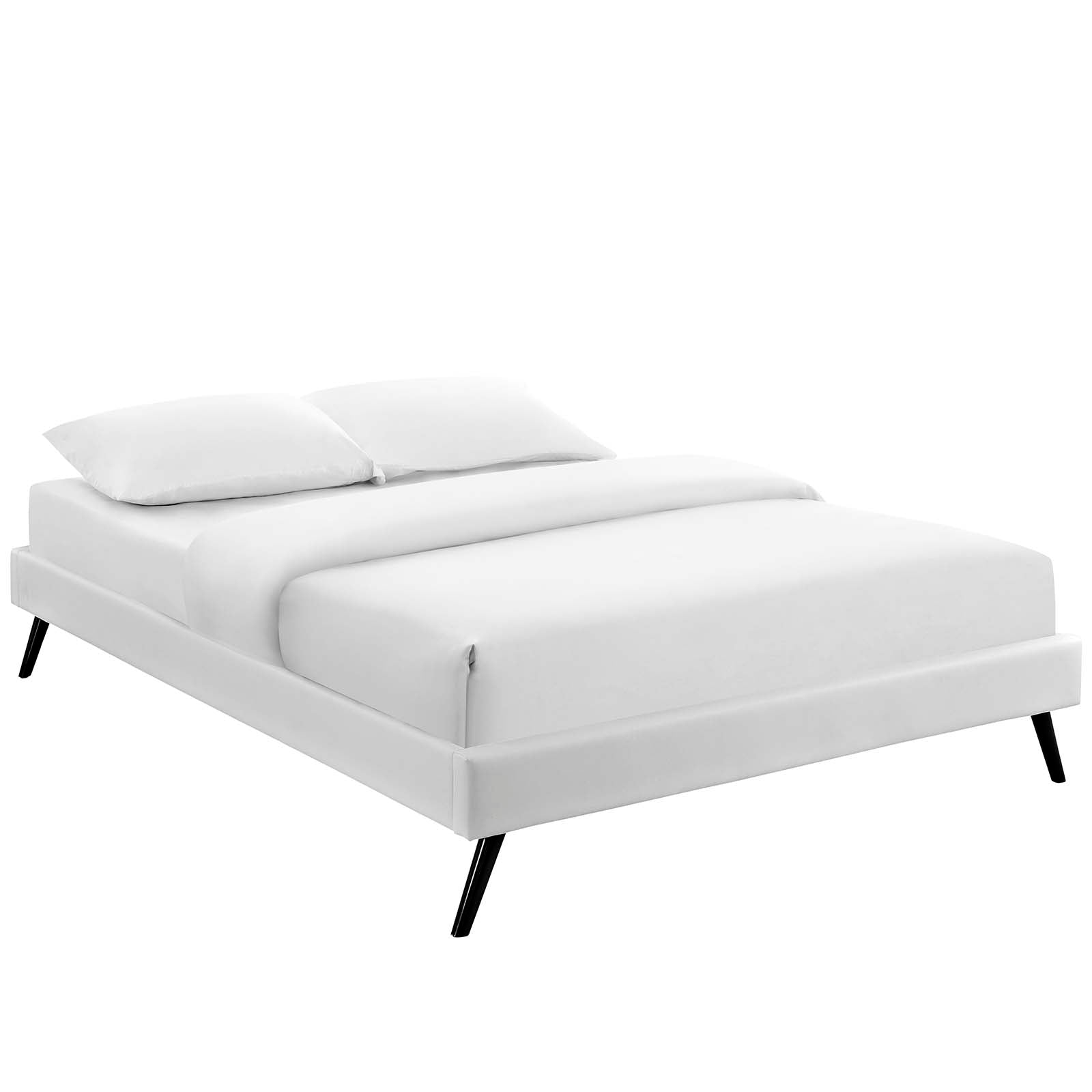 Loryn Queen Vinyl Bed Frame With Round Splayed Legs - White