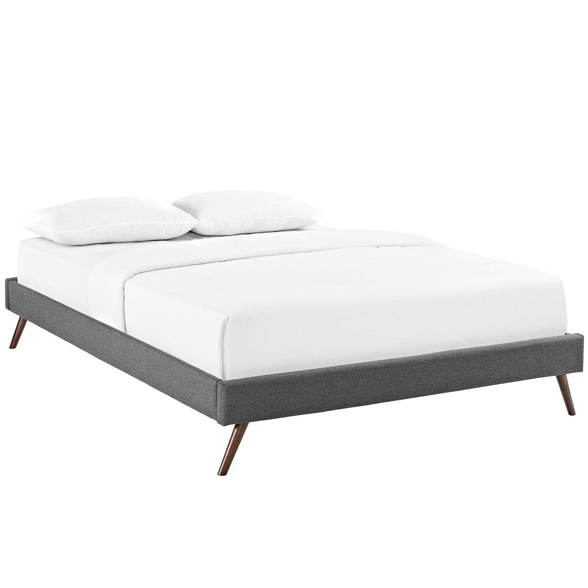 Loryn Queen Fabric Bed Frame With Round Splayed Legs - Gray
