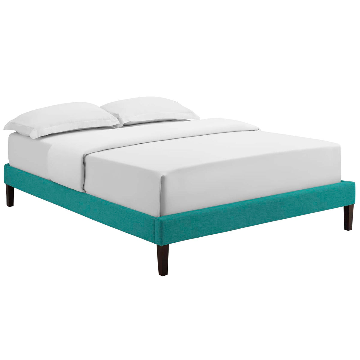 Tessie Full Fabric Bed Frame With Squared Tapered Legs - Teal