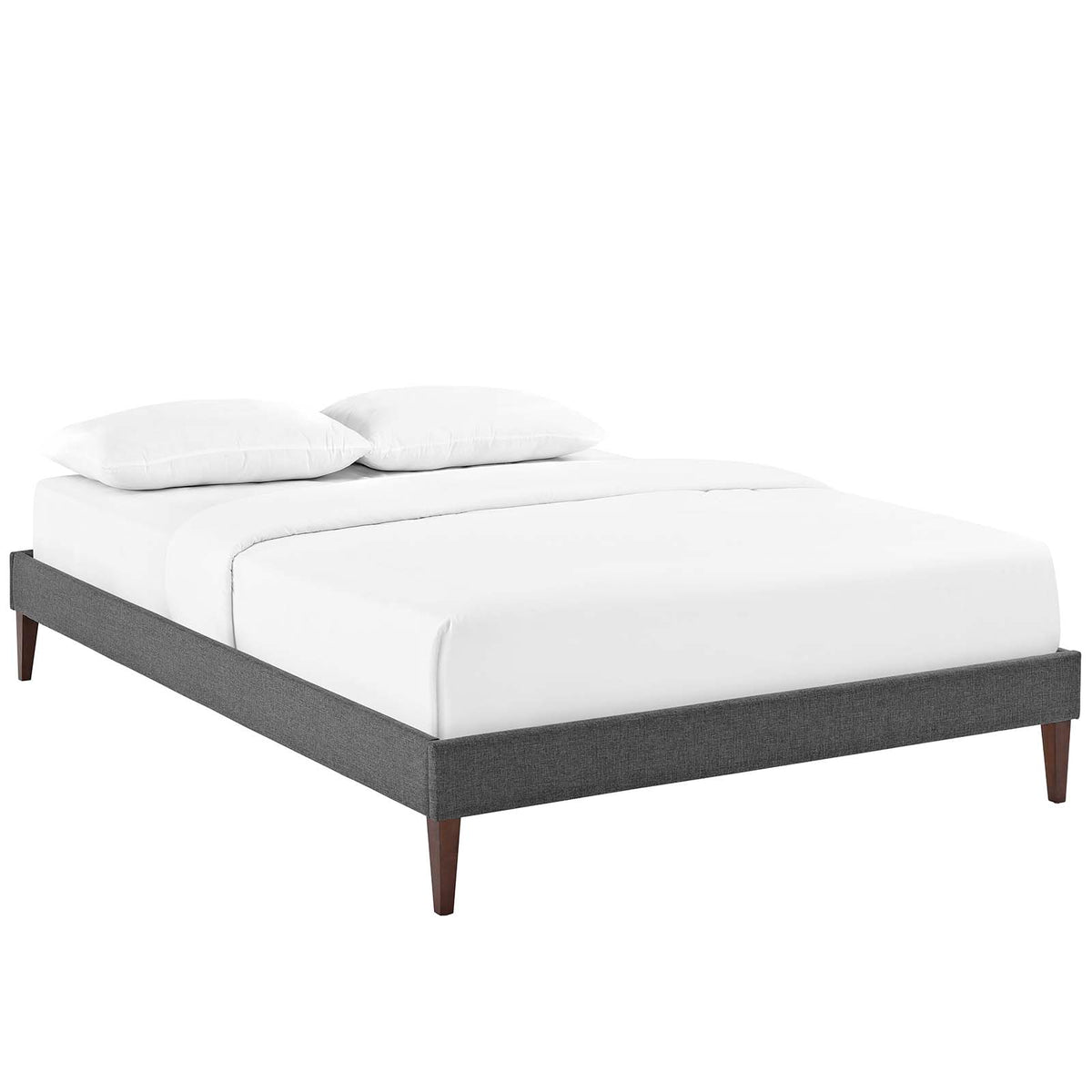 Tessie Queen Fabric Bed Frame With Squared Tapered Legs - Gray