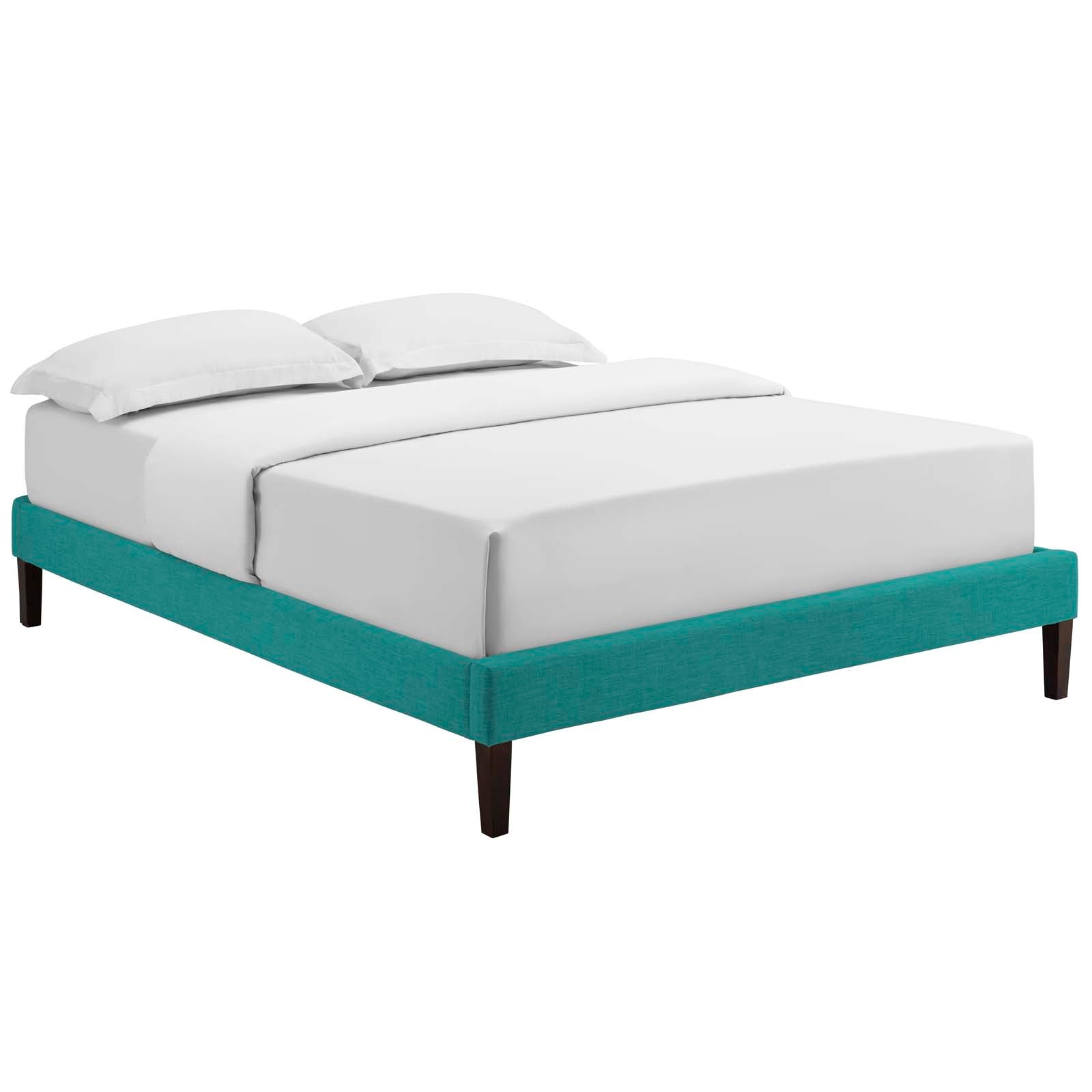 Tessie King Fabric Bed Frame With Squared Tapered Legs - Teal