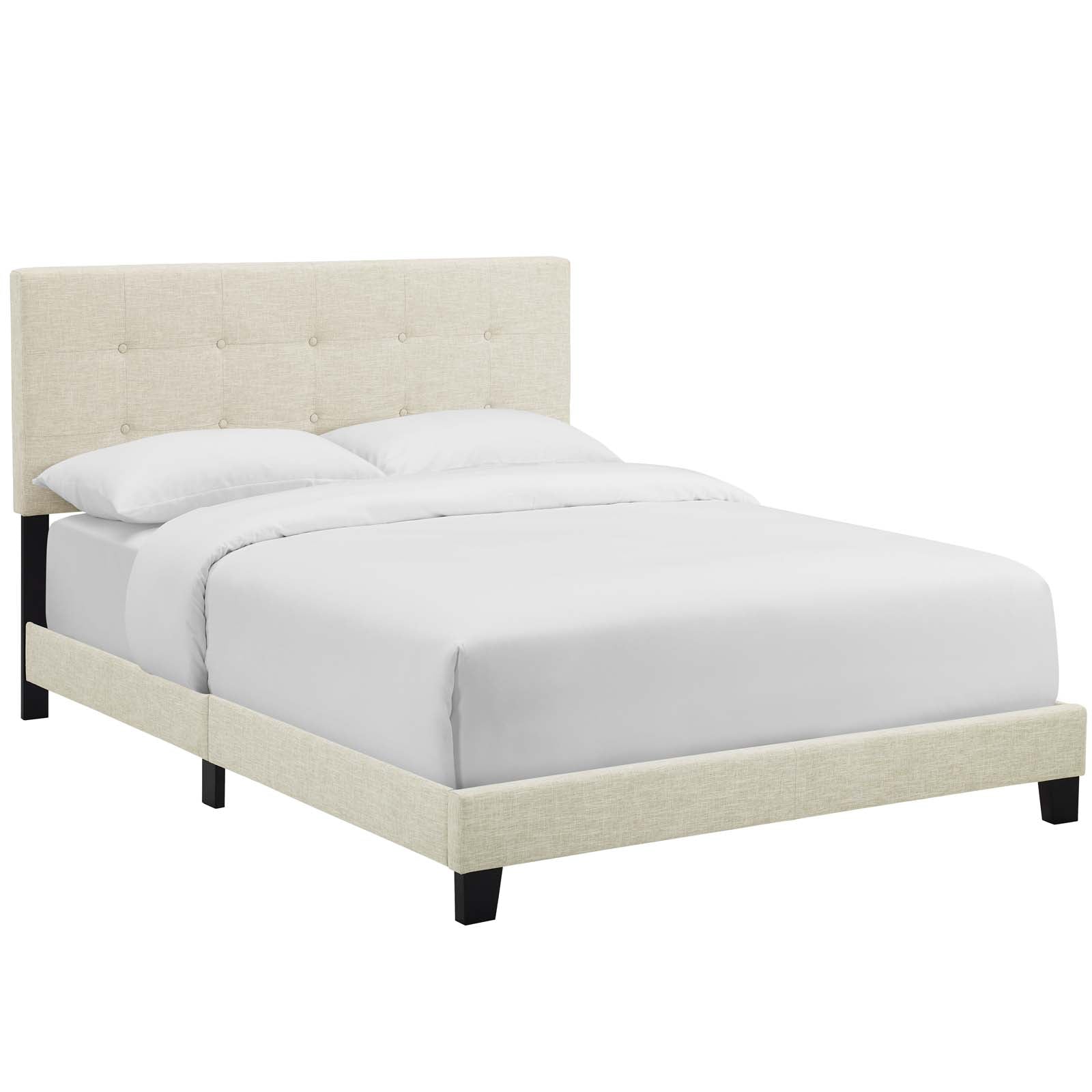 Amira King Upholstered Fabric Bed - Beige