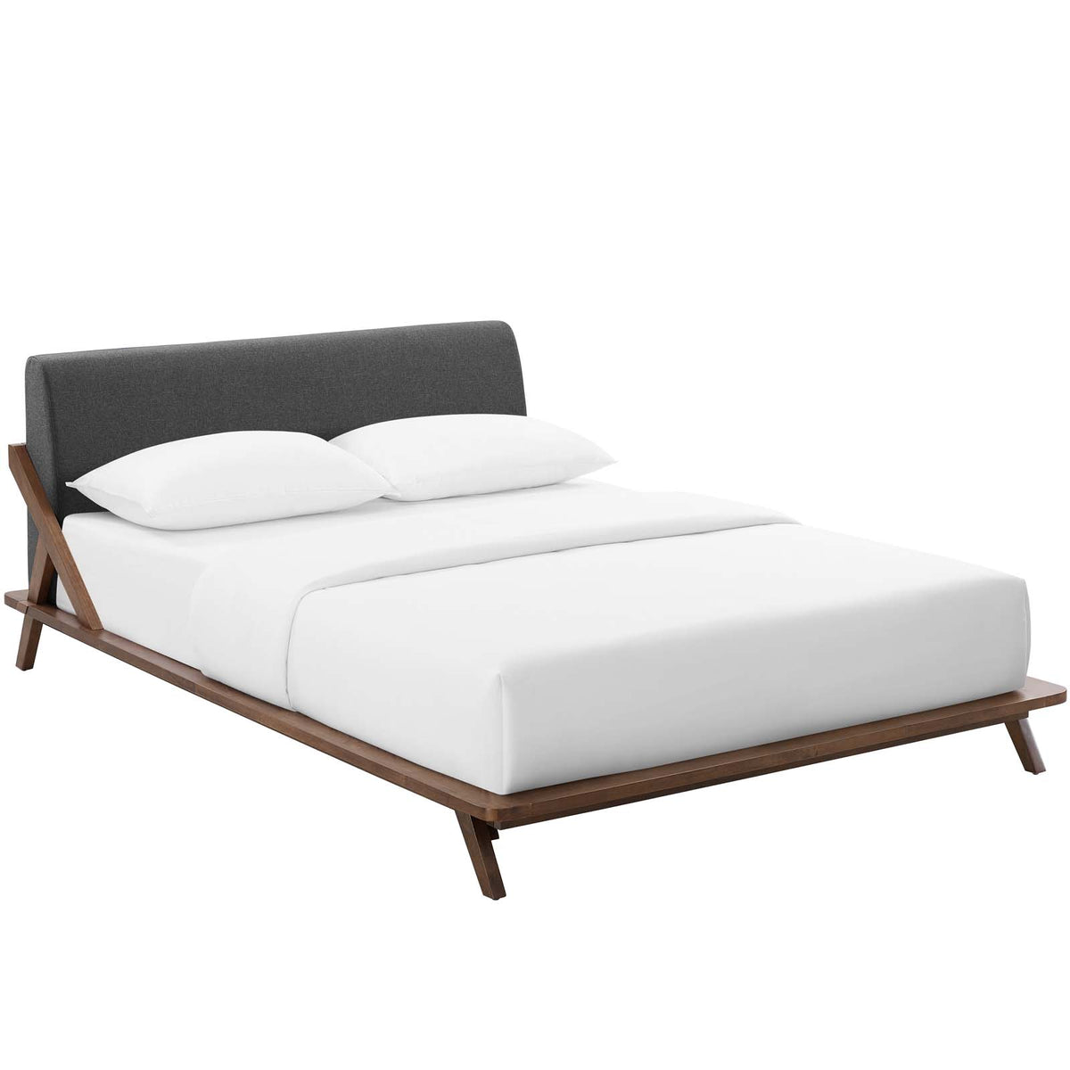 Luella Queen Upholstered Fabric Platform Bed - Walnut Gray