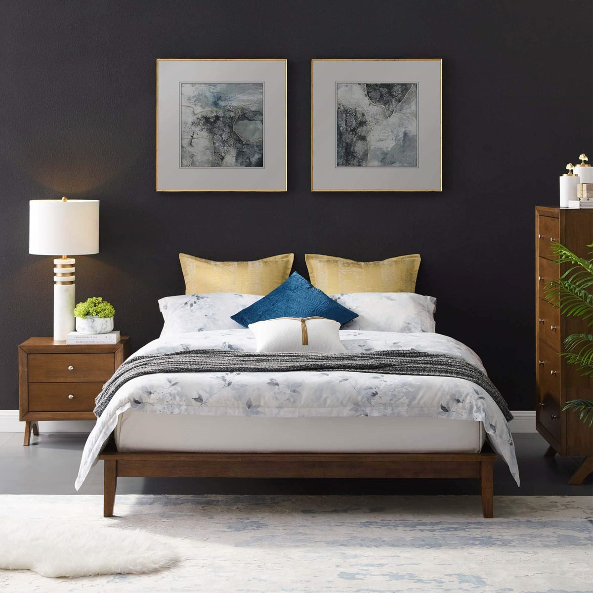 Casafoyer Lodge Wood Platform Full Bed Frame In Cappuccino