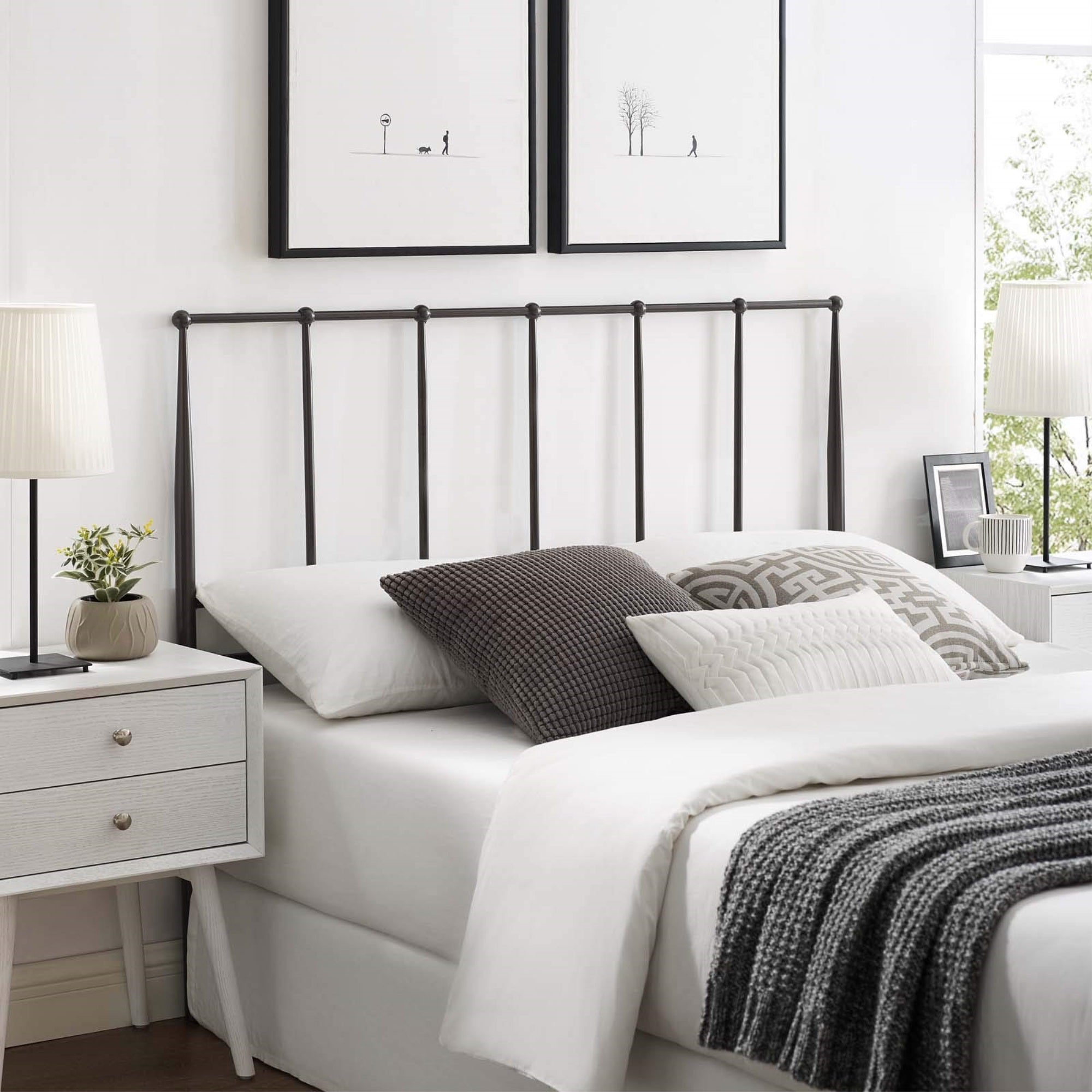 Casafoyer Kiana Stainless Steel Metal Queen Headboard In Brown